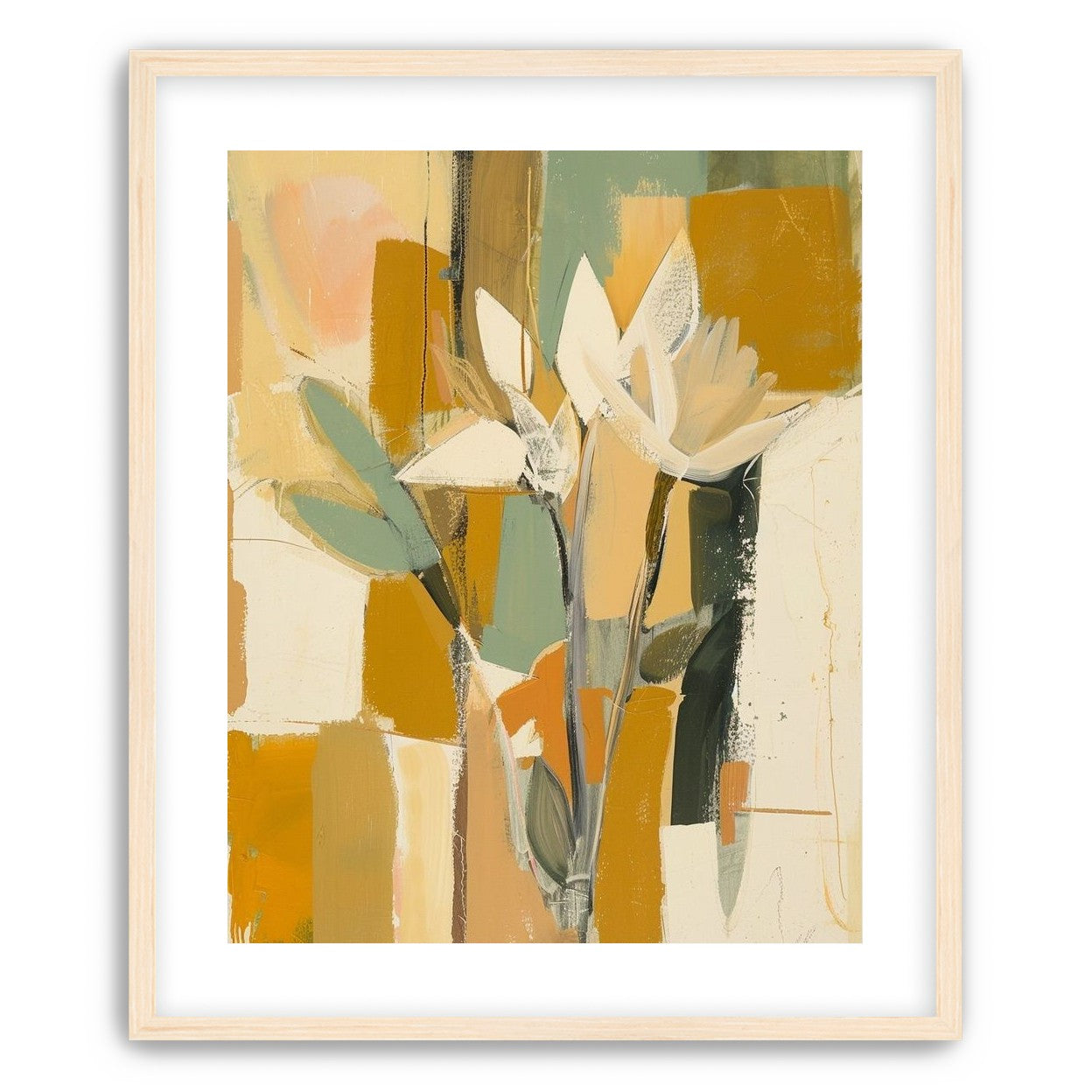 White flowers in ochre light