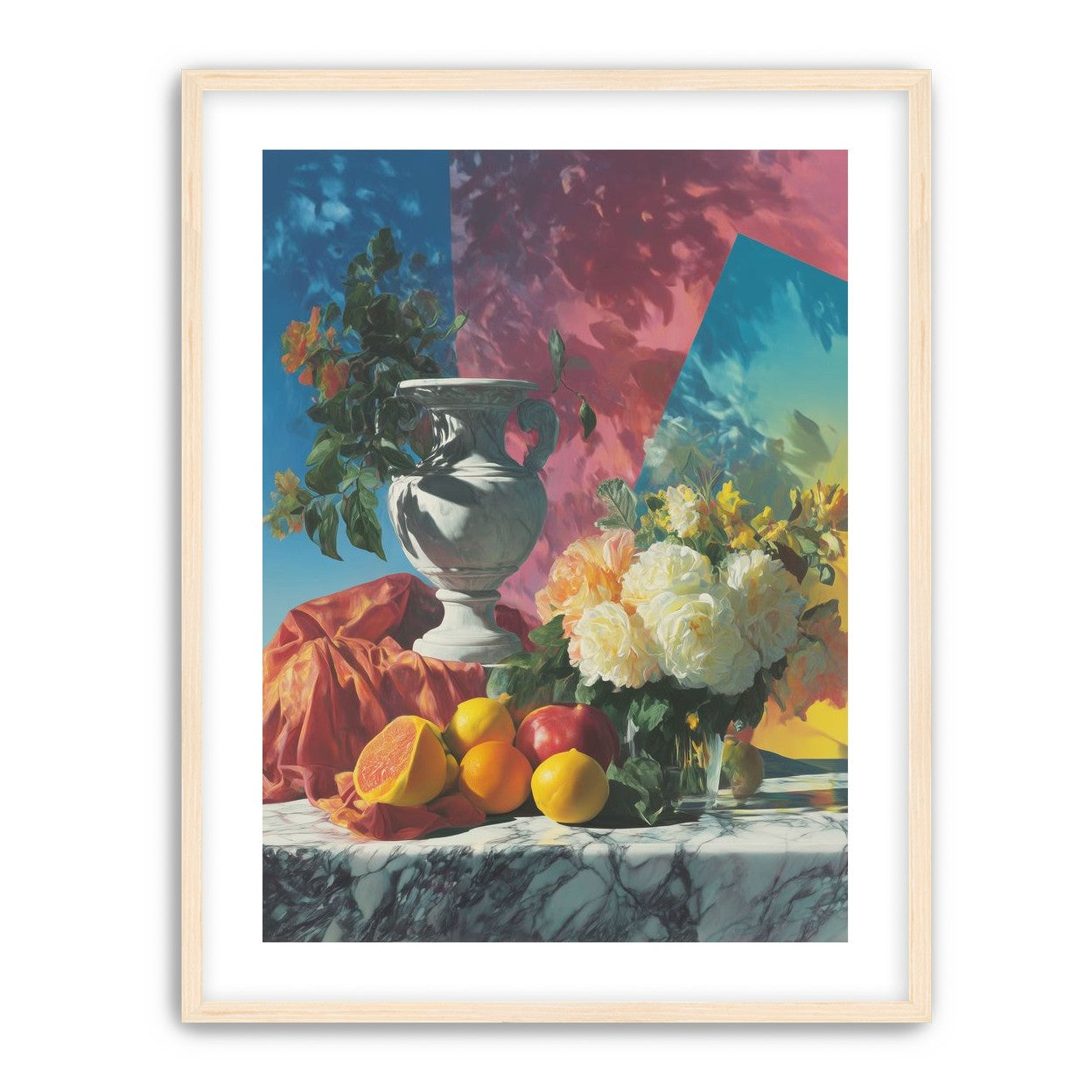 Urn and roses in hard light