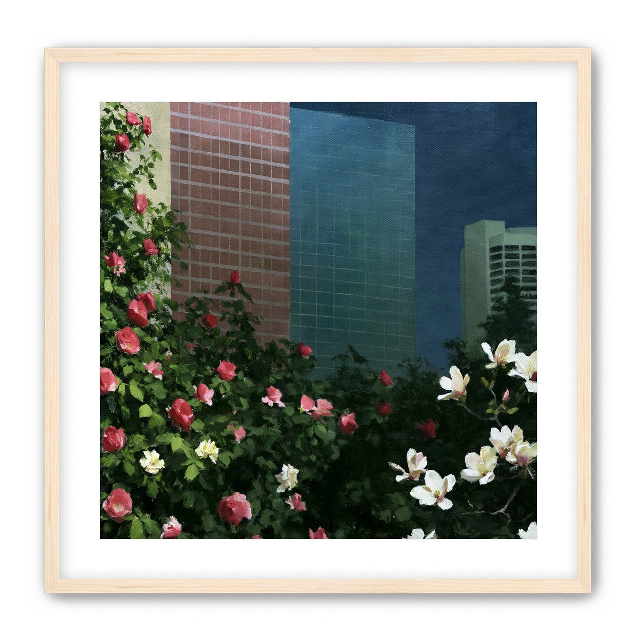 Flowers at the foot of towers