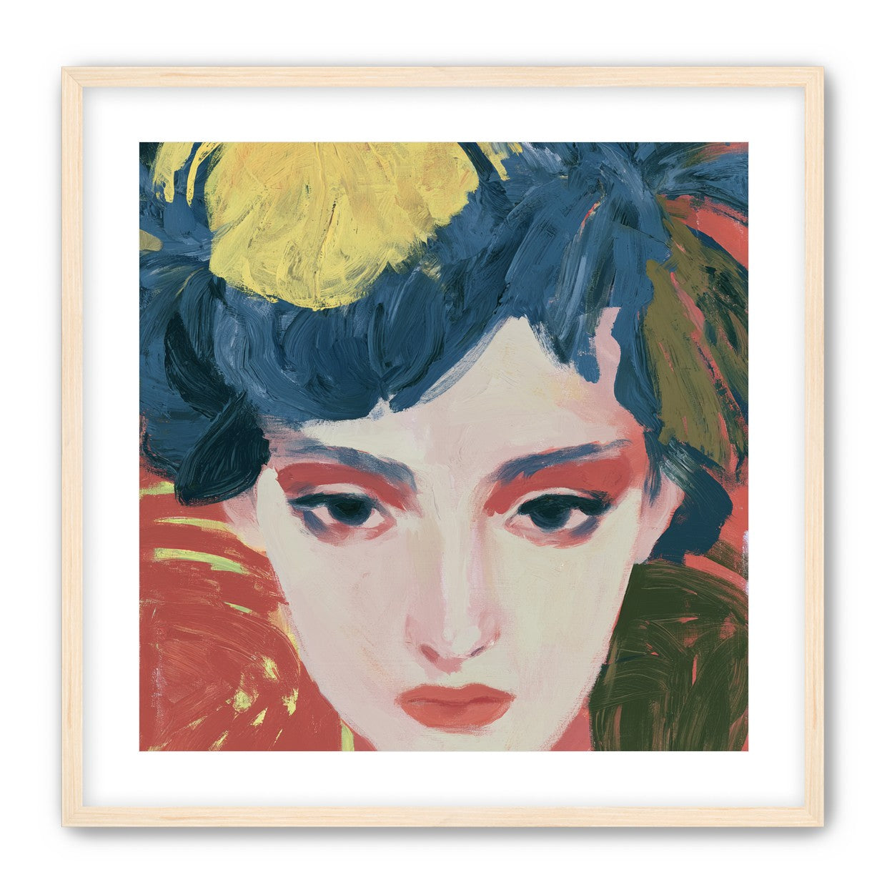 Yellow weight over her gaze