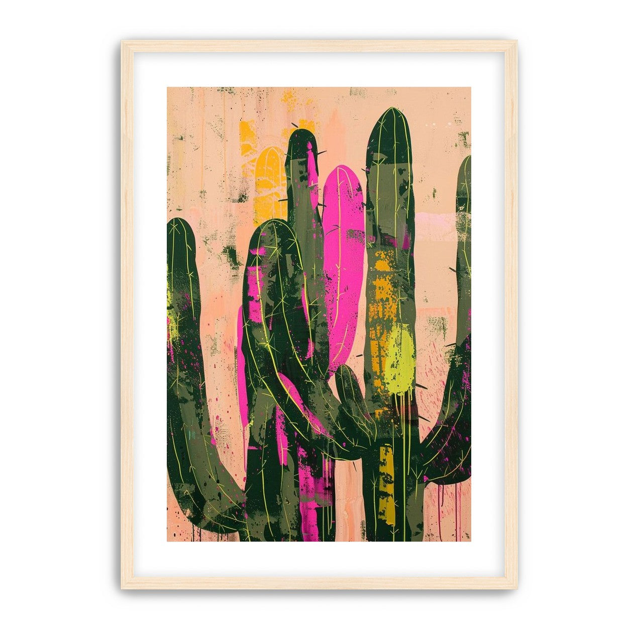 Neon pink on cactus green