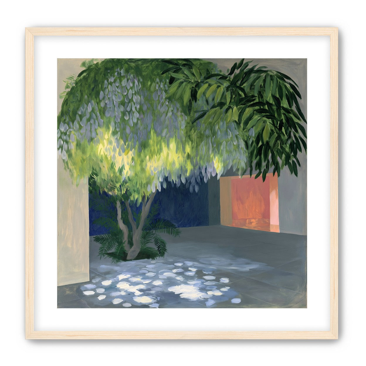 Spotted light under blossoms