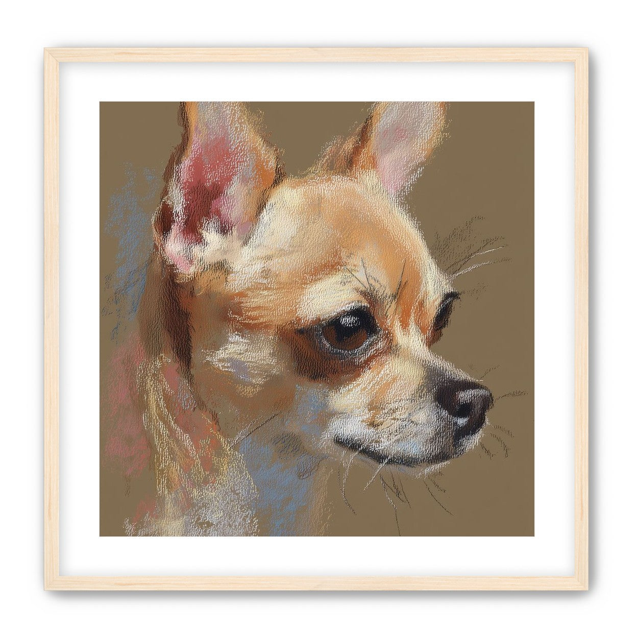 Pastel dog in profile