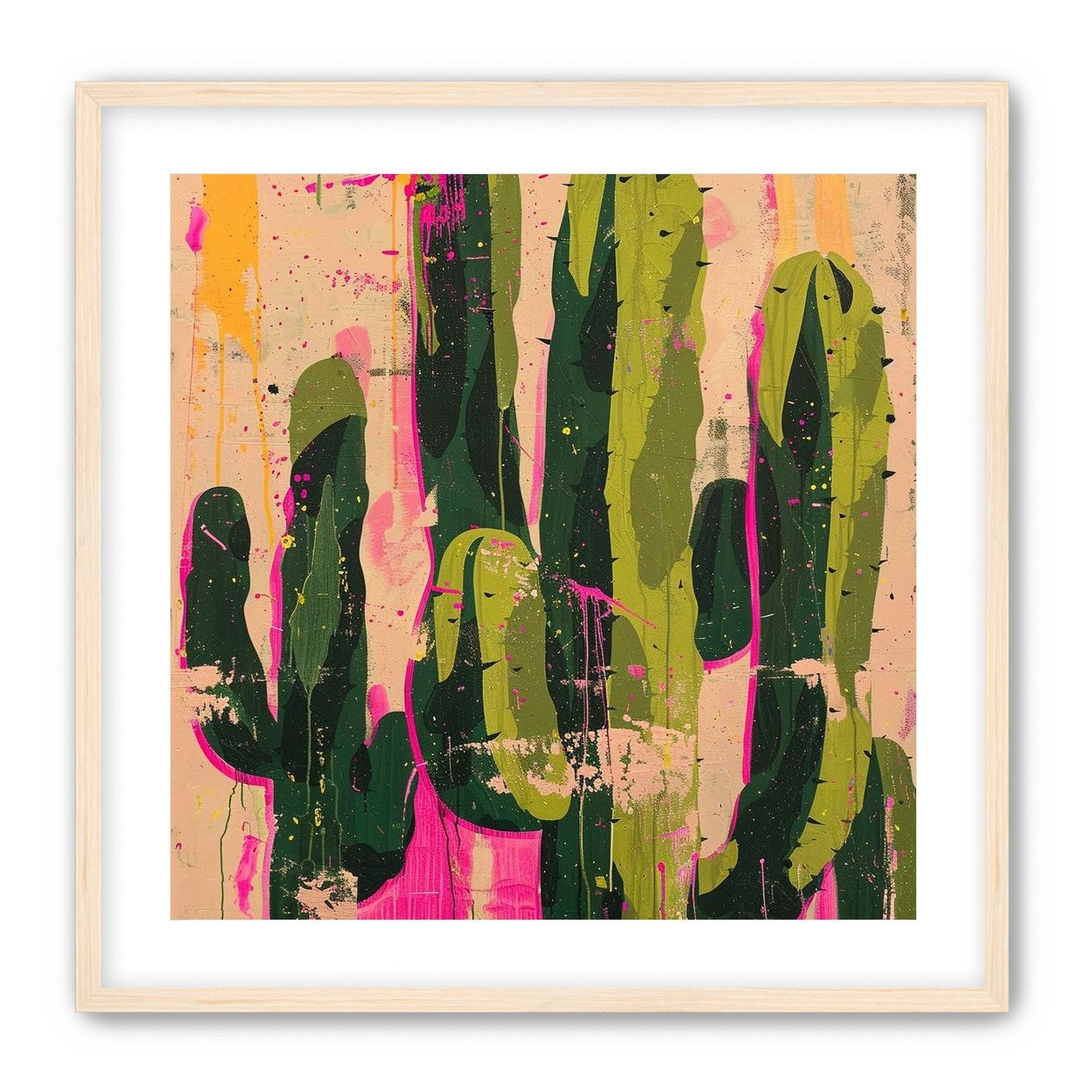 Cacti within pink drips