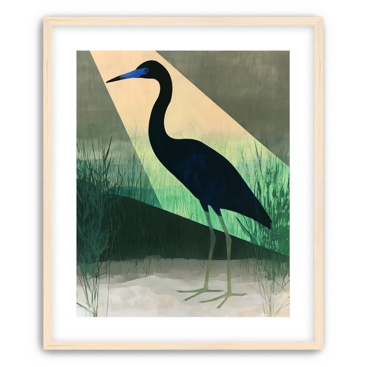 Blue beak in green light