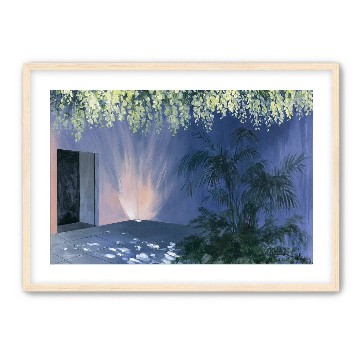 Light beneath hanging blossoms