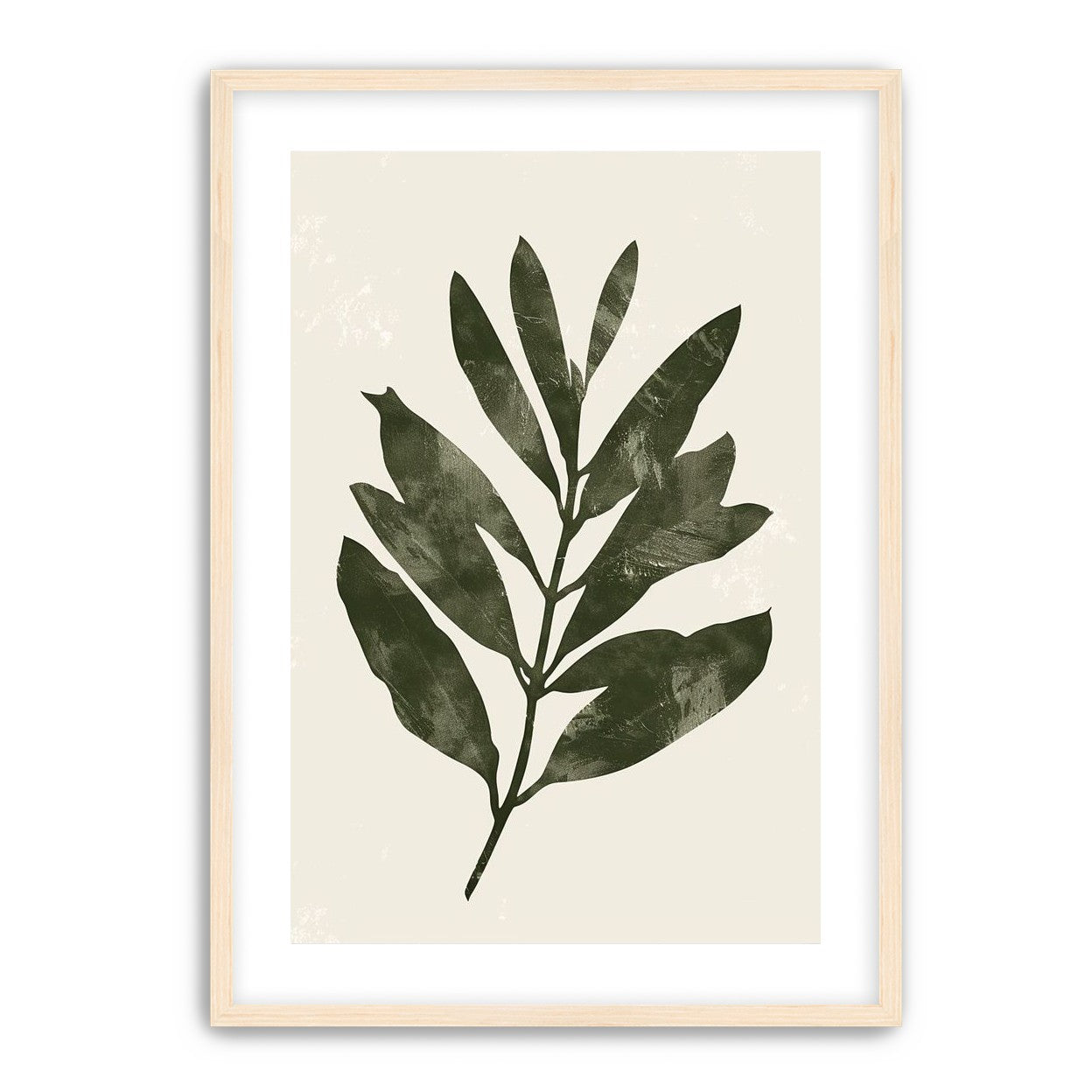 Still branch on pale paper