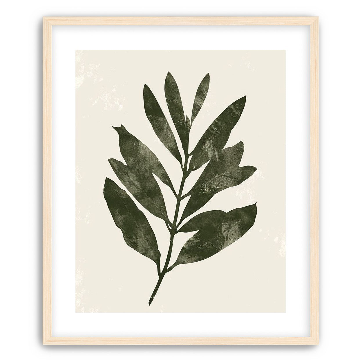 Still branch on pale paper