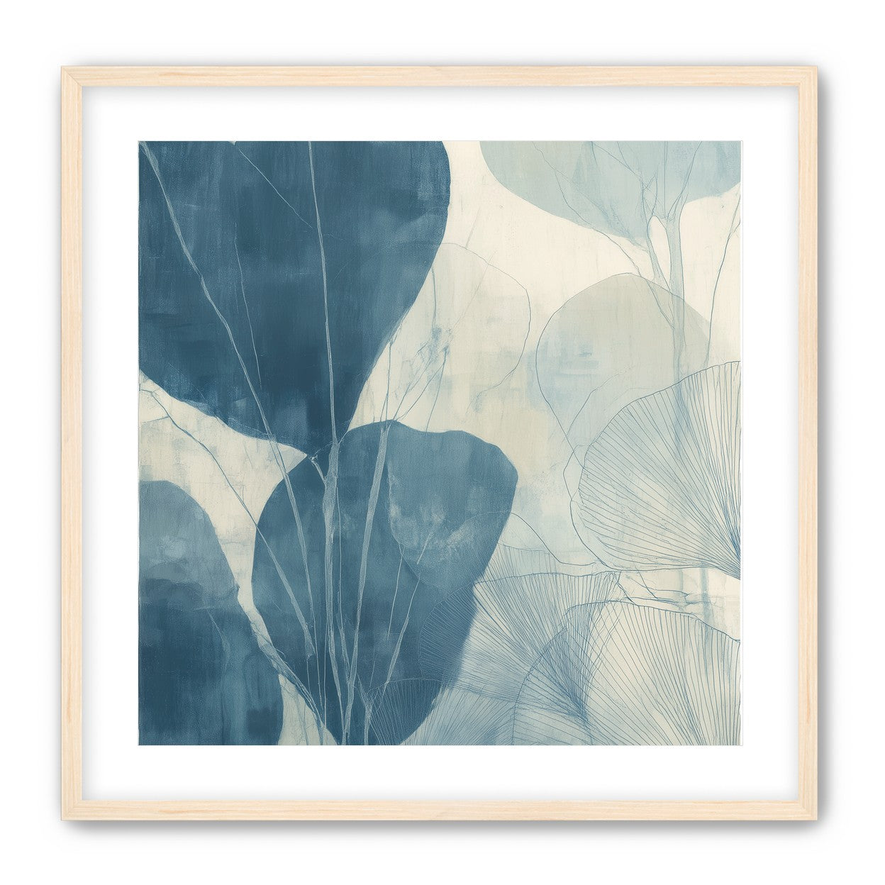 Leaves among pale blue space