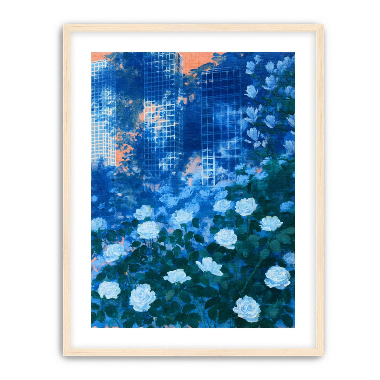 White roses before the towers