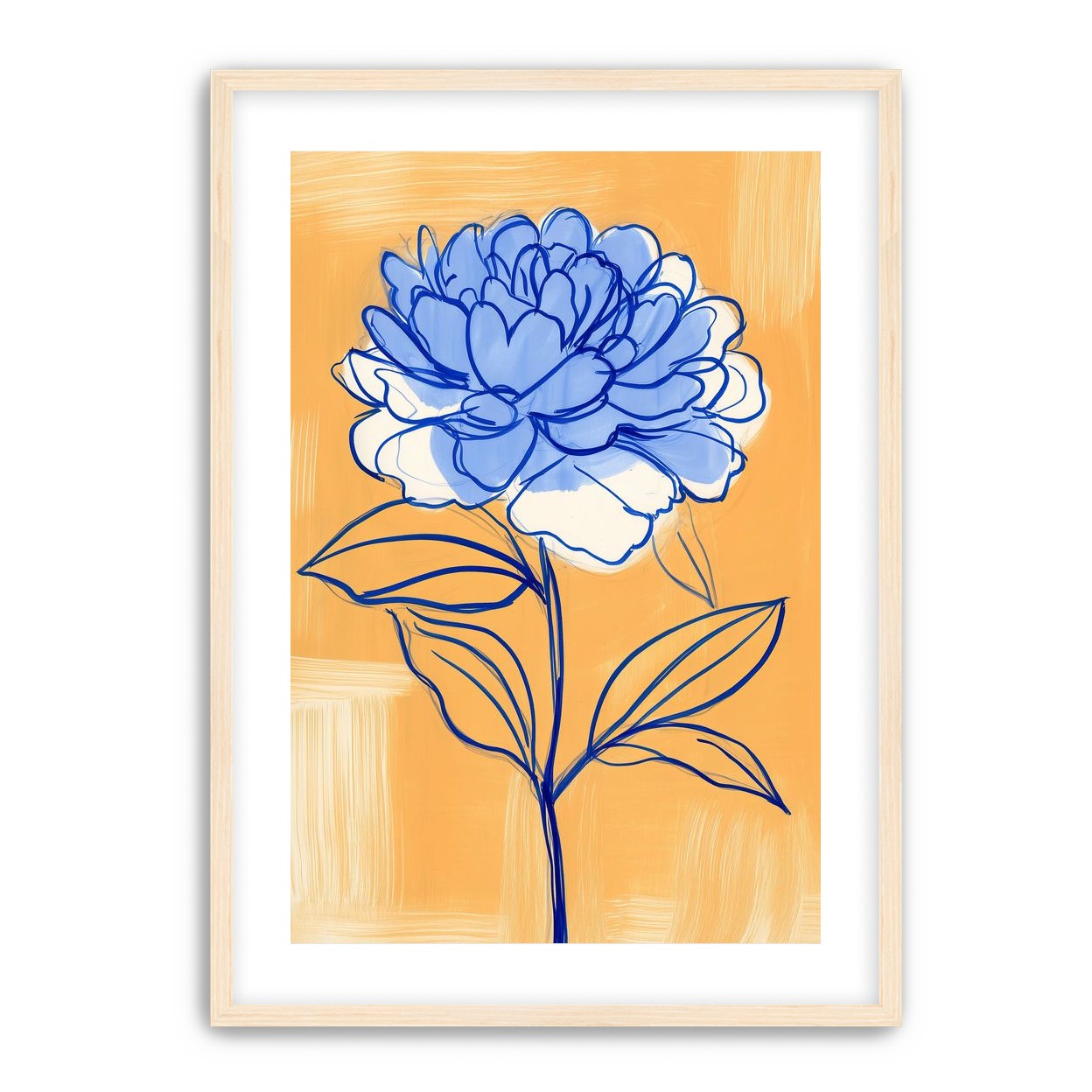 Blue Flower on Orange Field