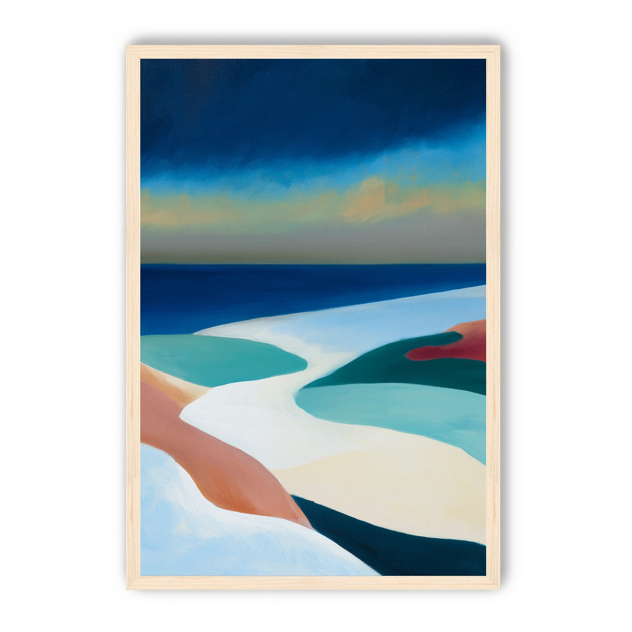 Sandbars under a heavy blue sky