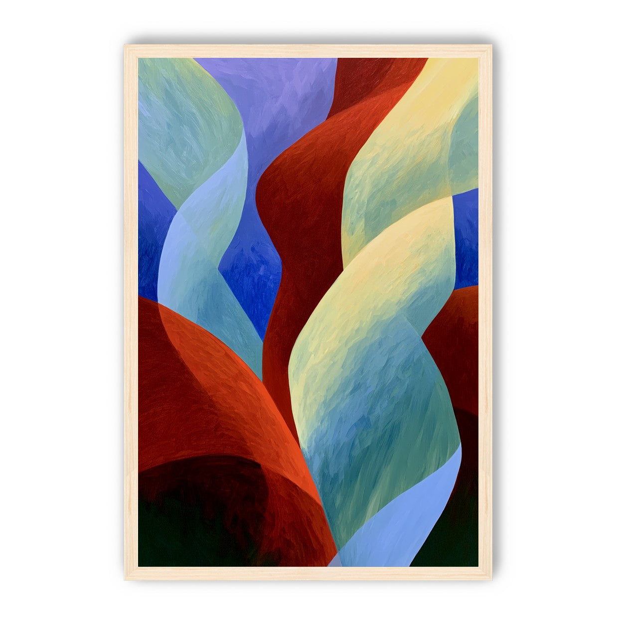 Red slips through cool blues