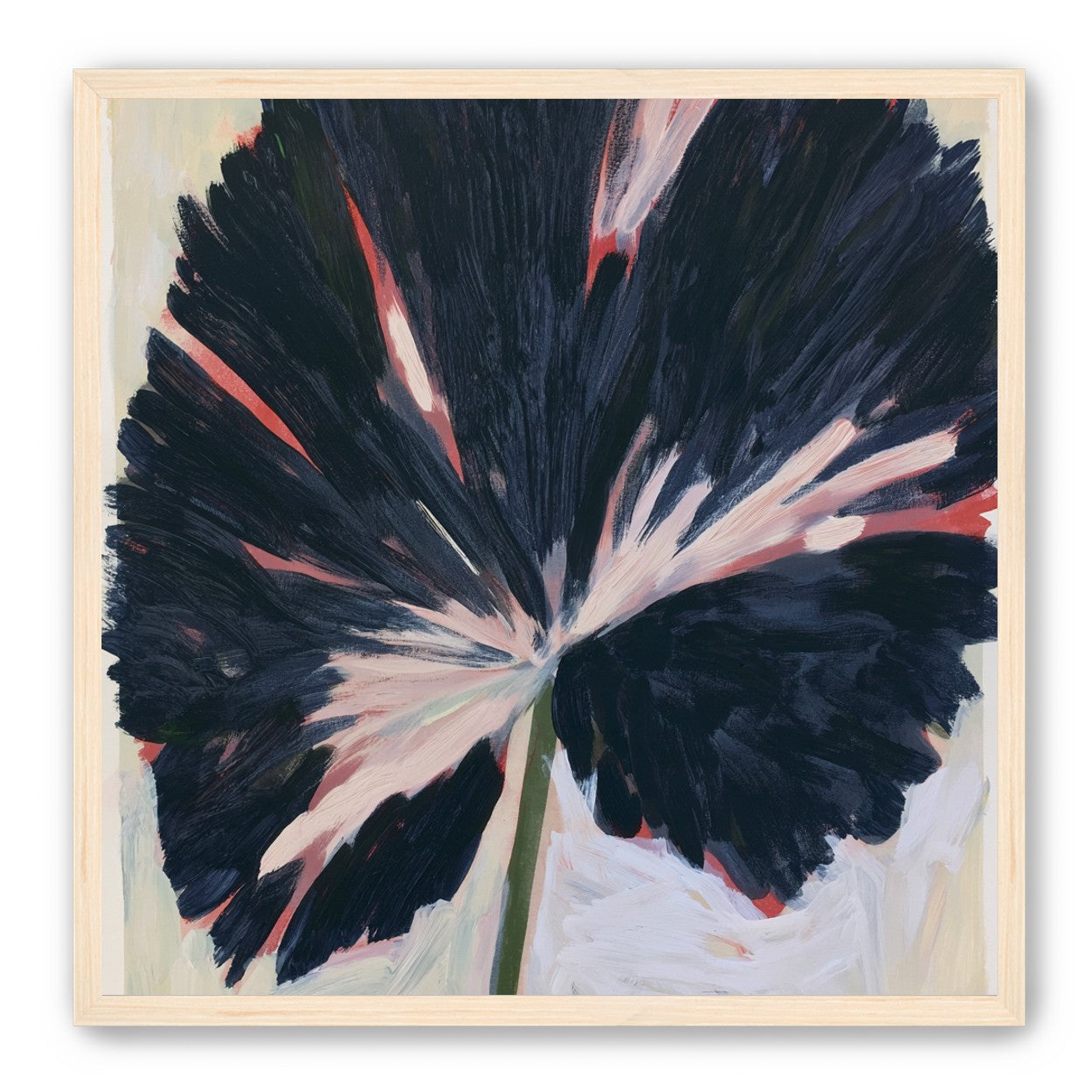 Dark petals across pale ground