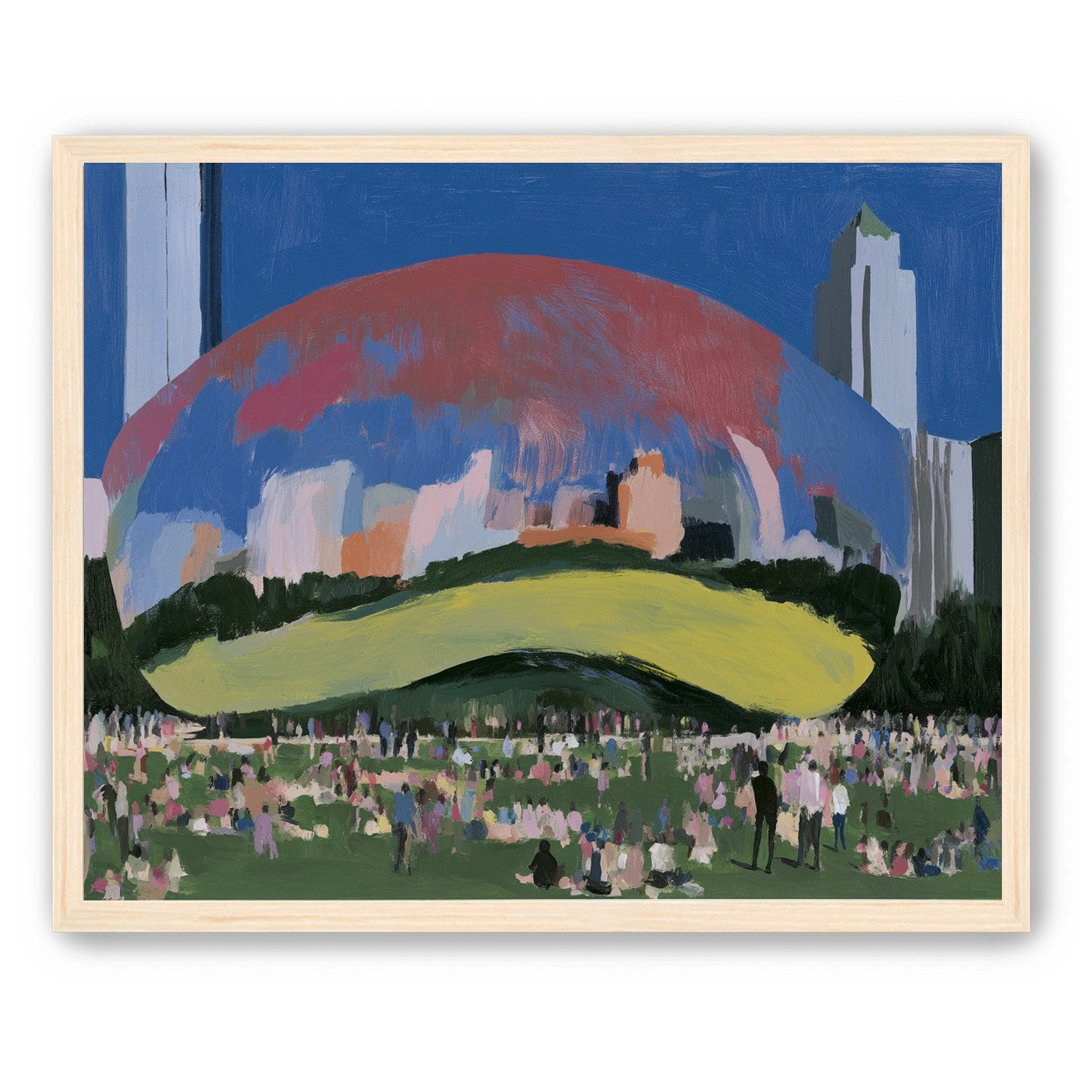 Crowd beneath the curved pavilion