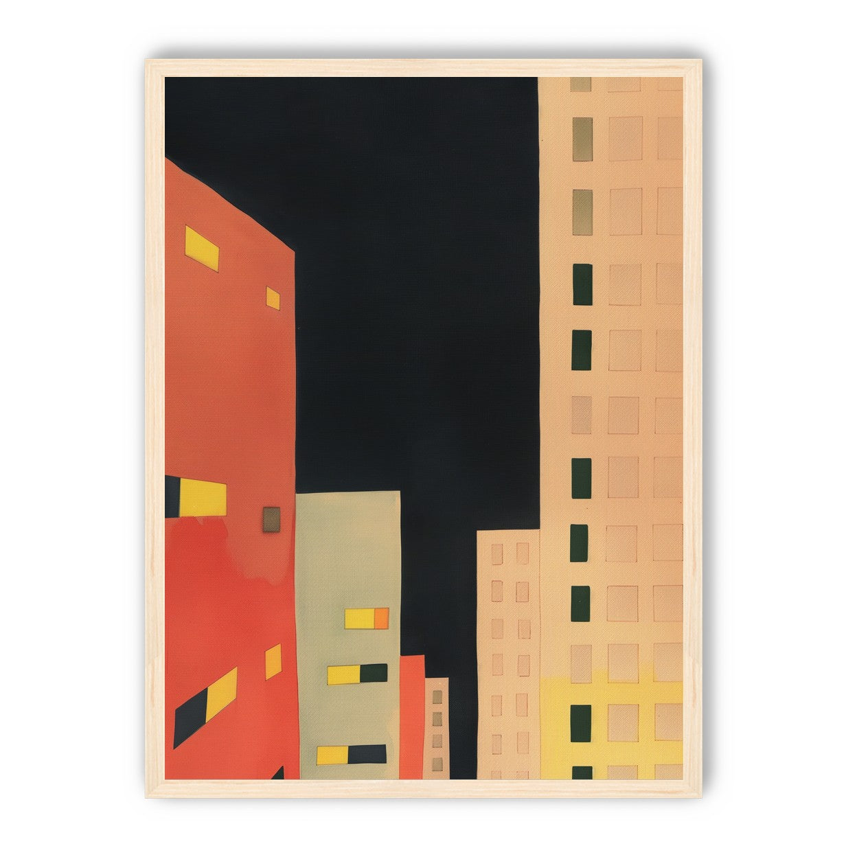 Lit windows in black sky