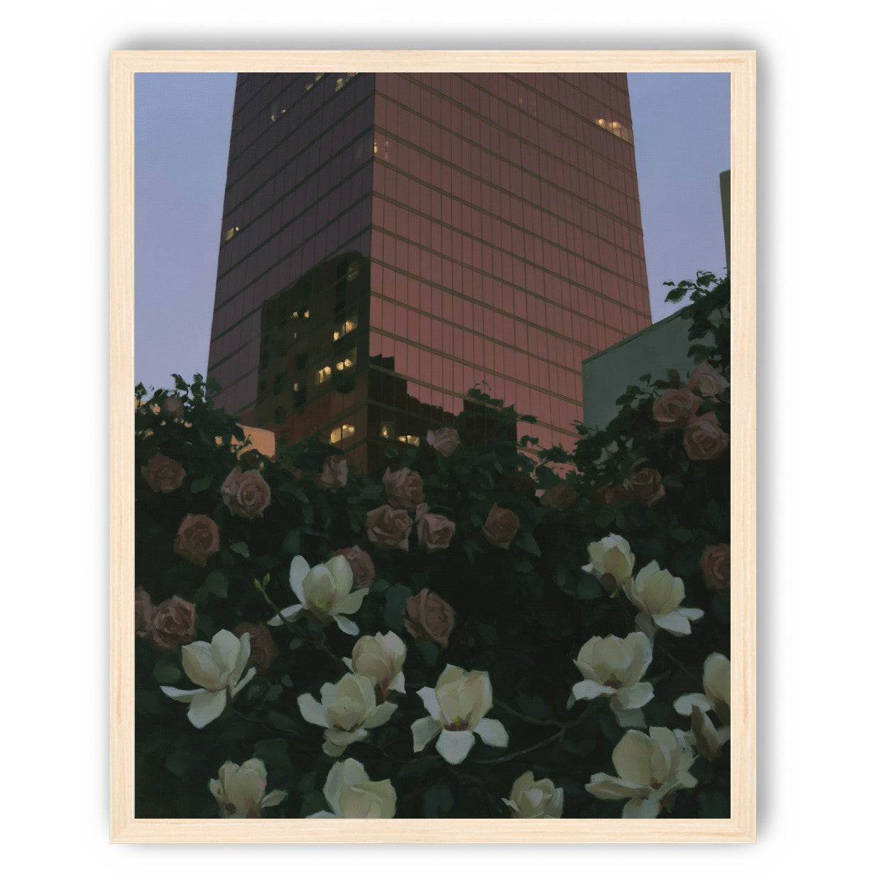 Pink tower above magnolias