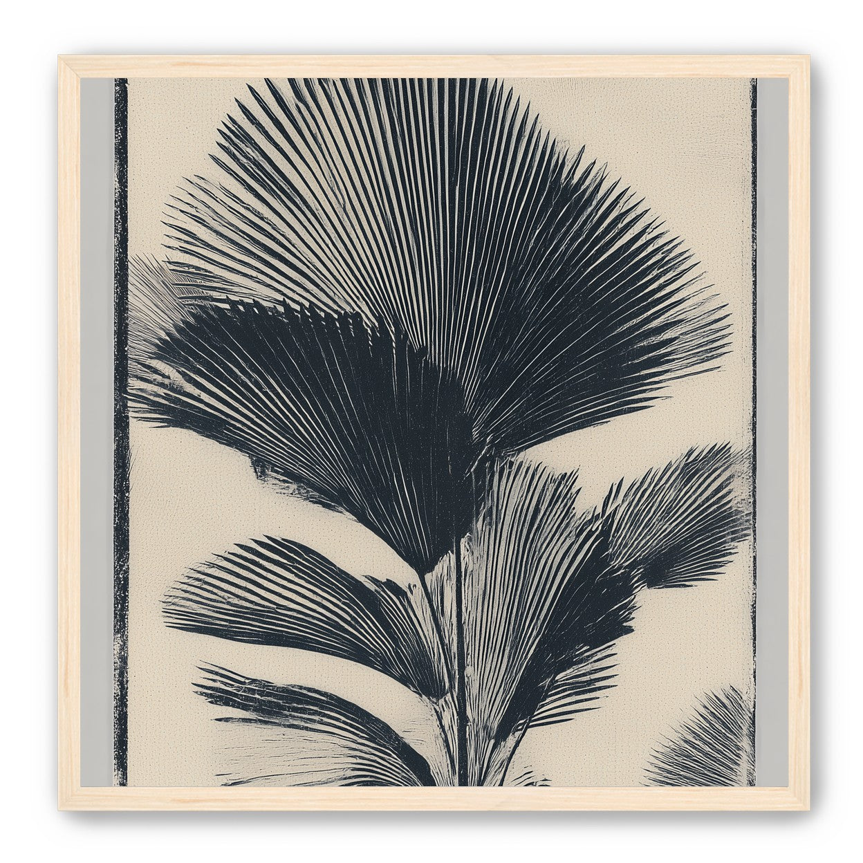 Palm fronds in black ink