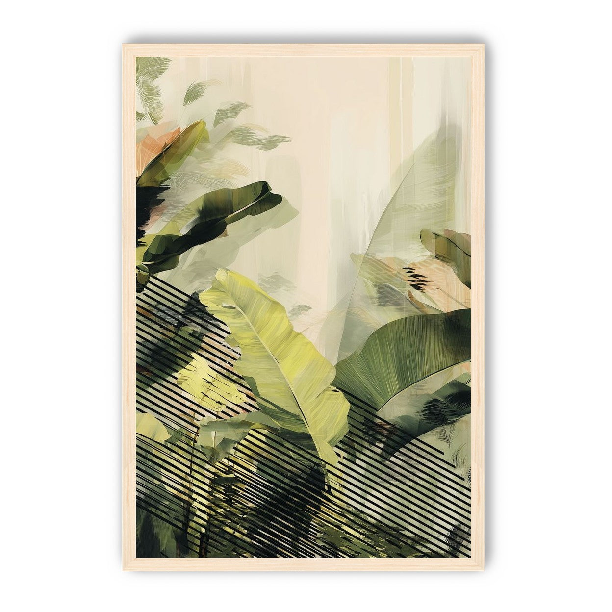 Green leaves over black stripes