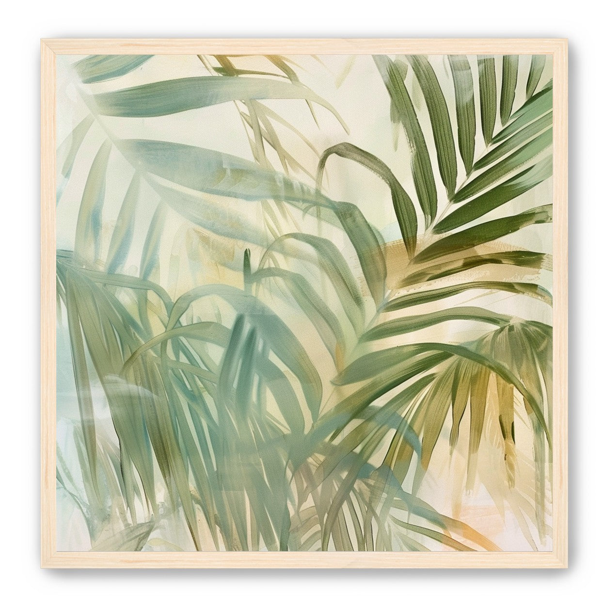Palm leaves in pale wash