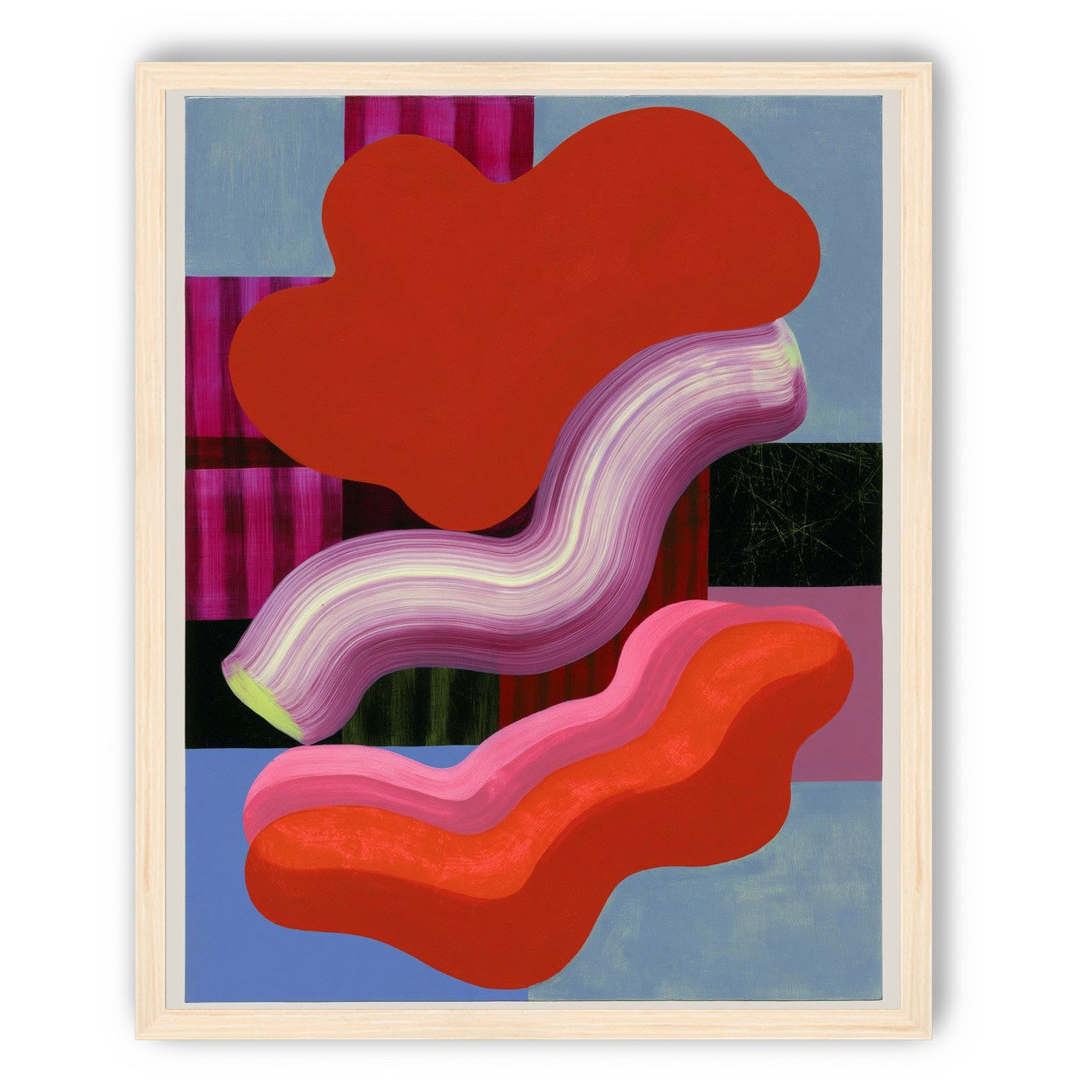 Layered red forms on grid