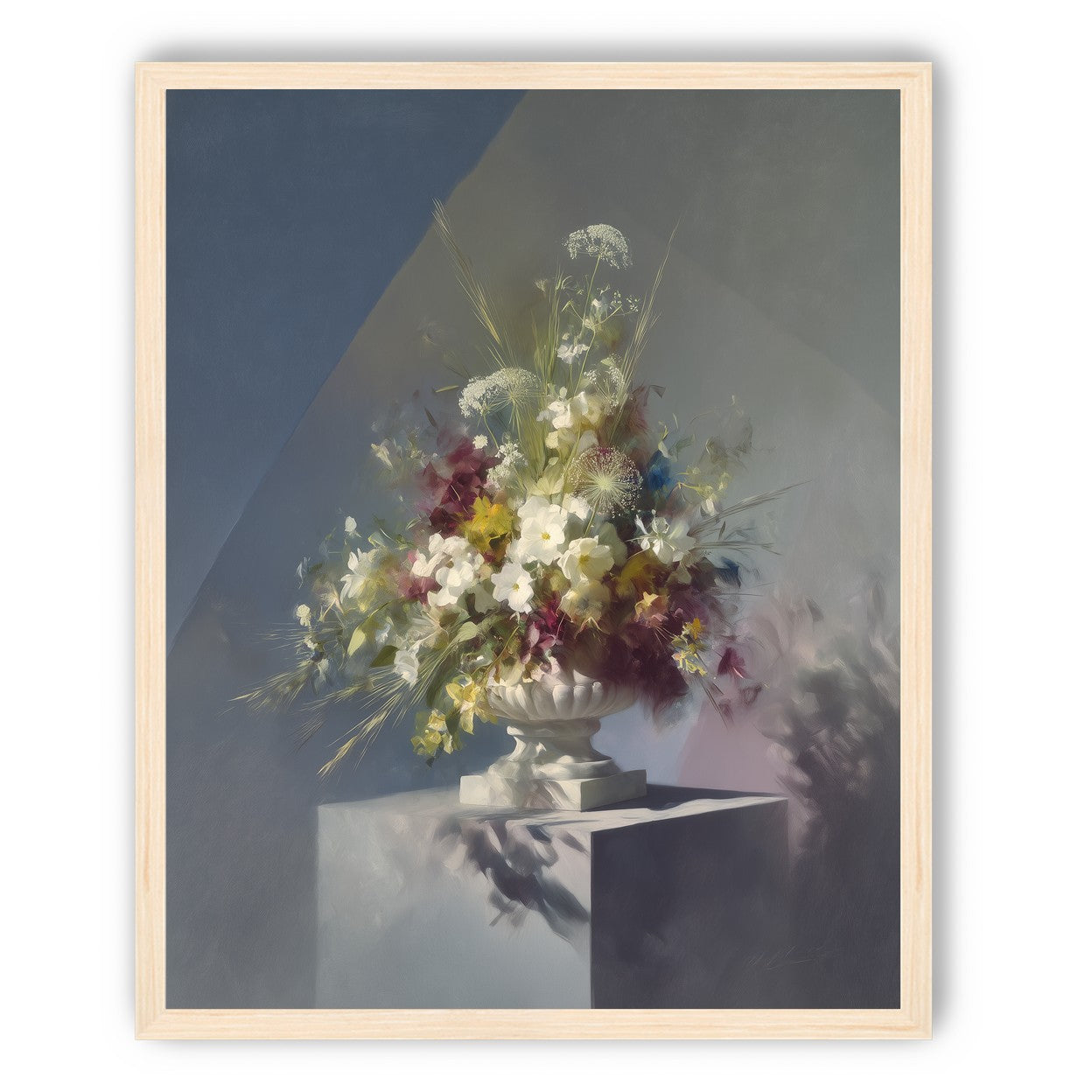 White urn within angled light