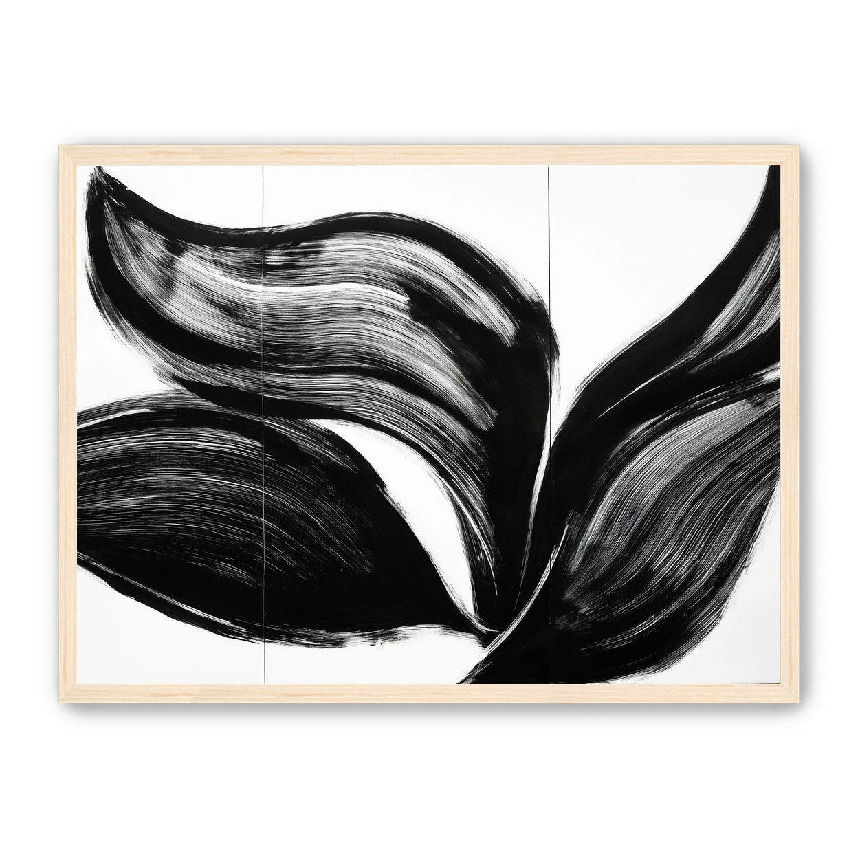 Three petals in black ink