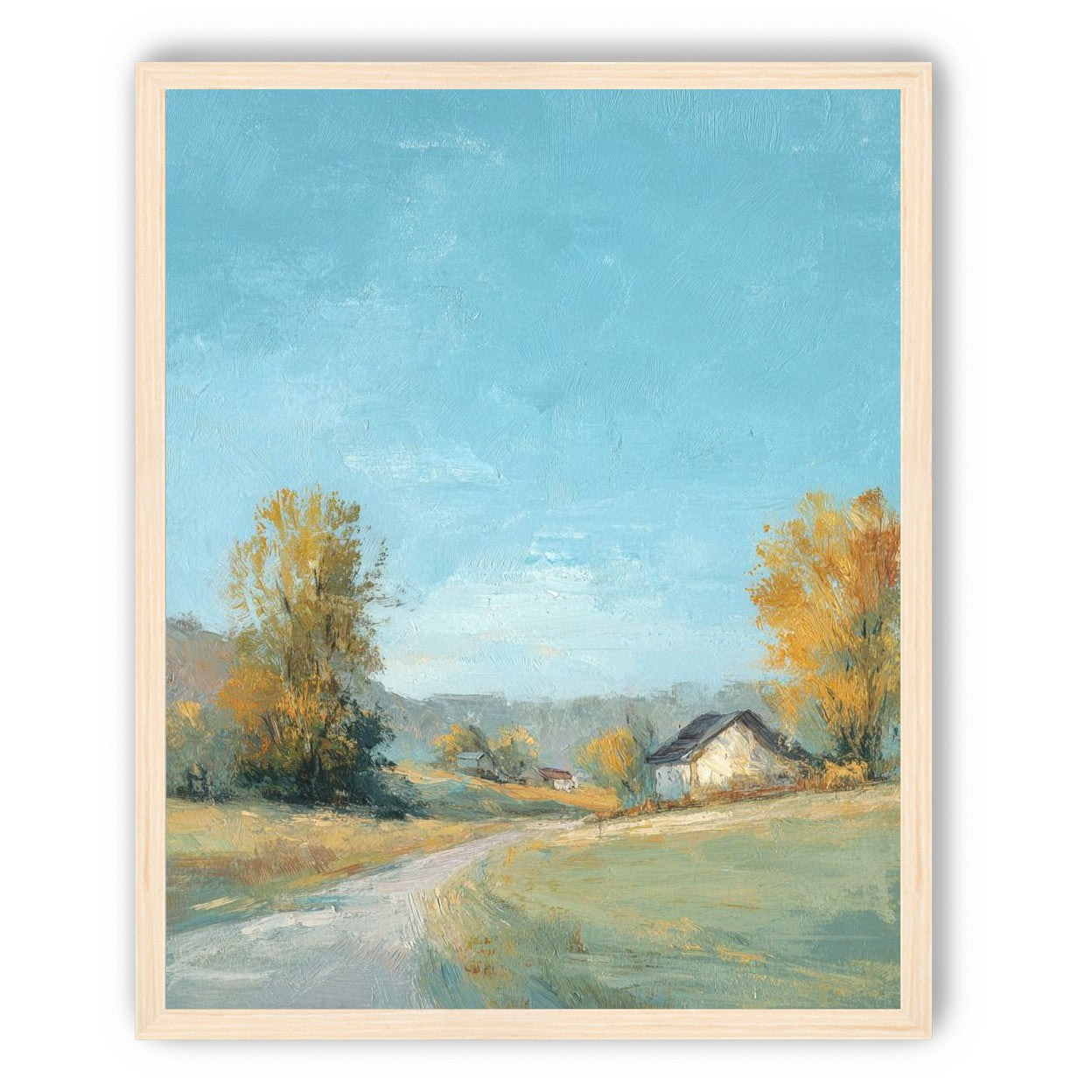 Blue sky over the farmhouse