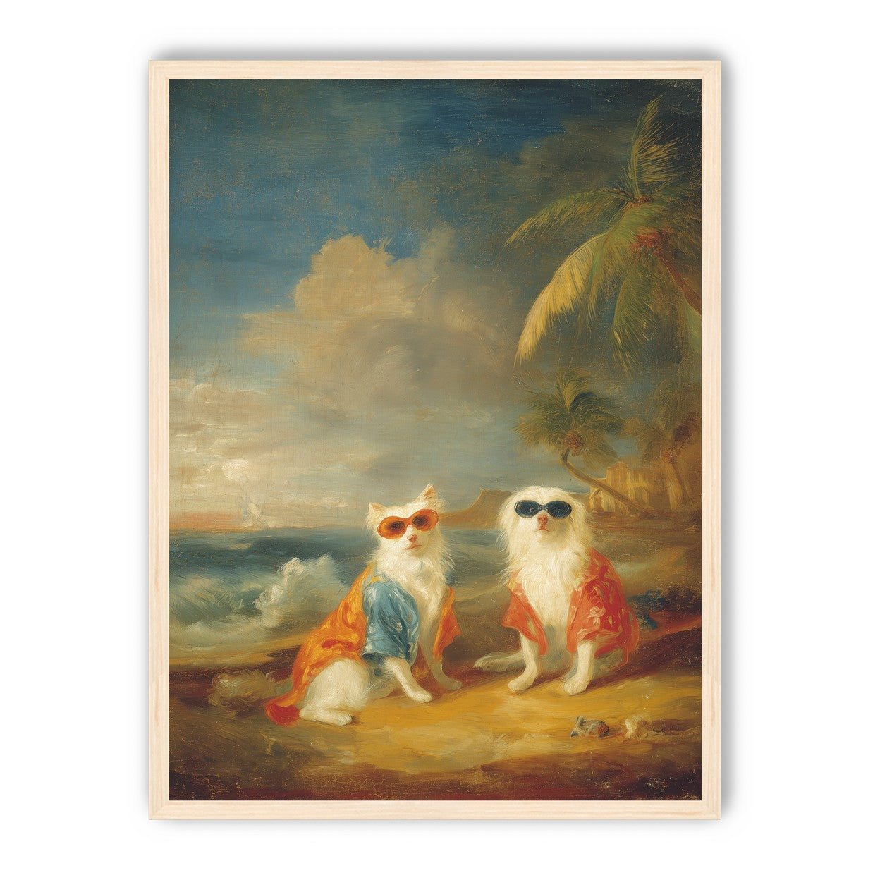 Sunglasses cats on the beach