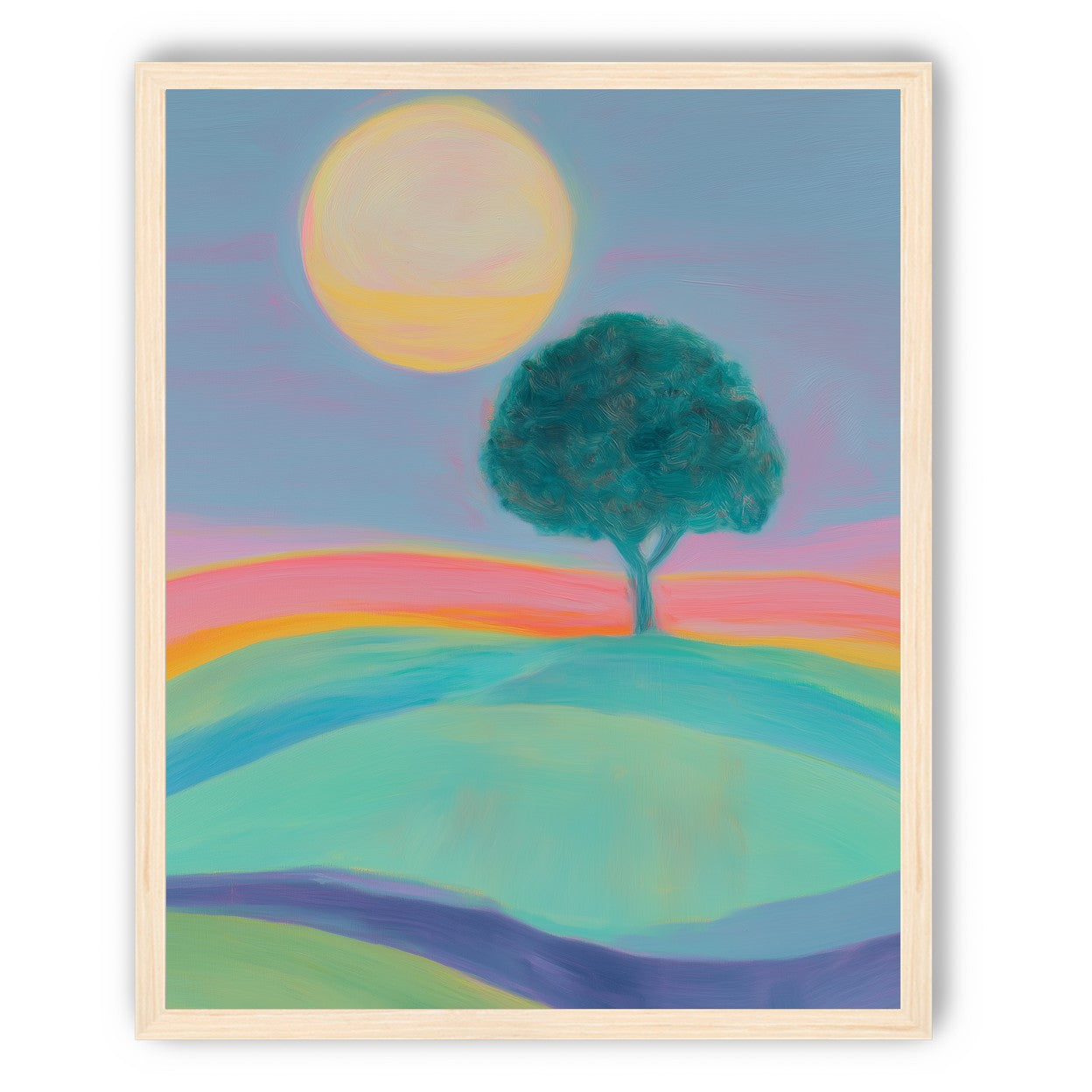 The sun behind the tree