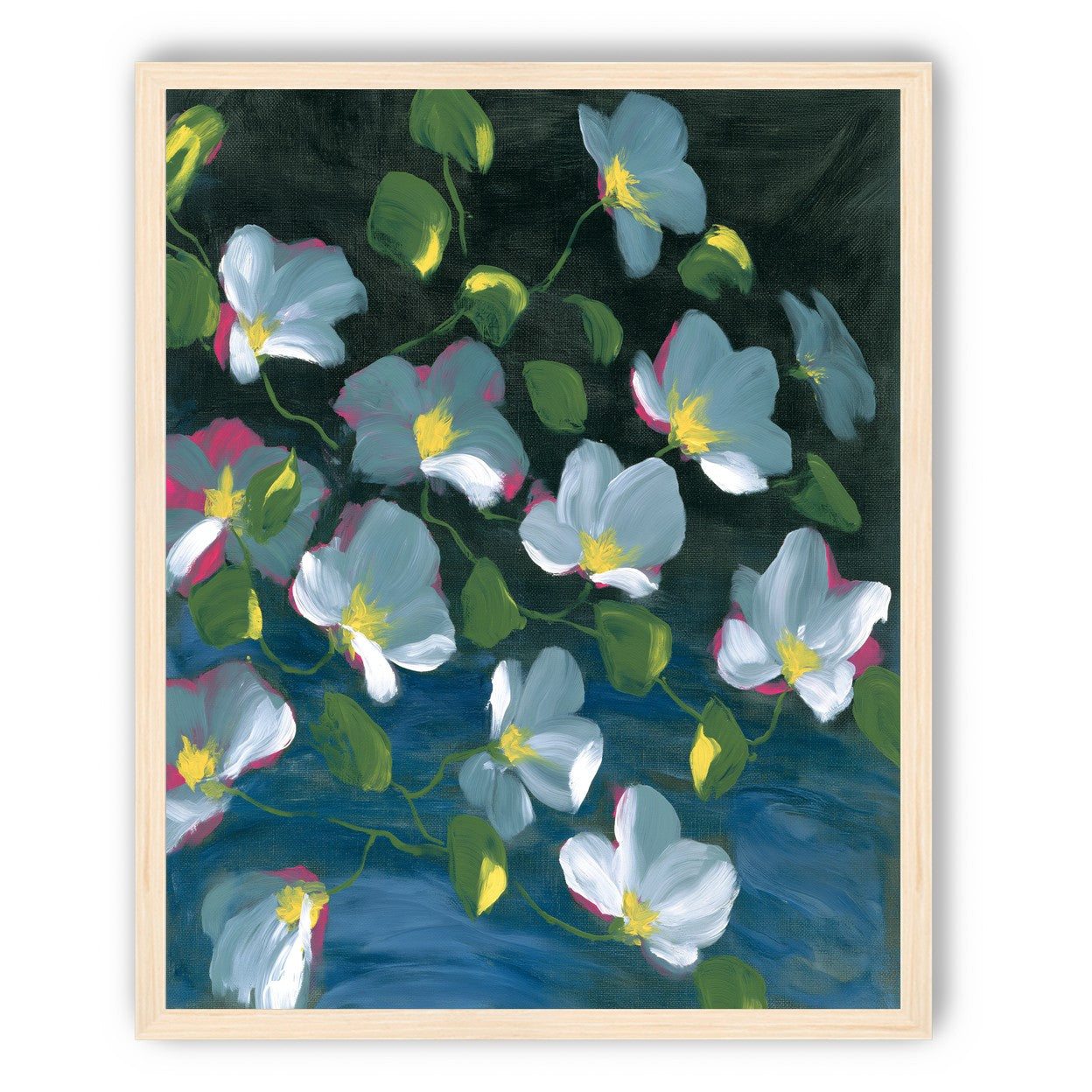 Pale blooms on black