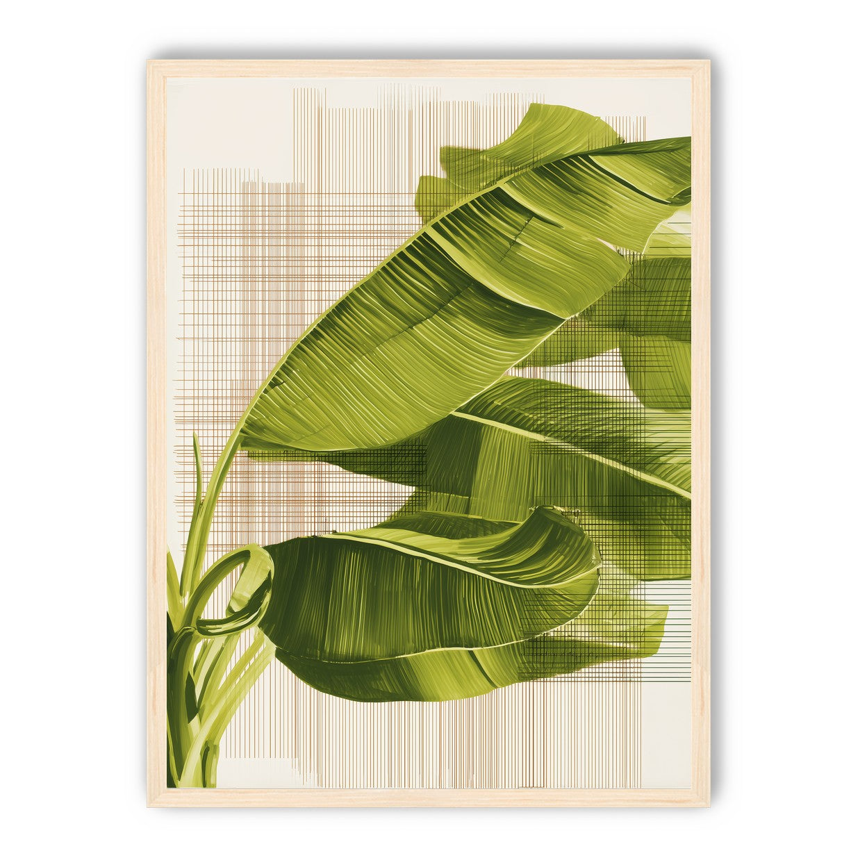 Banana leaves against the grid