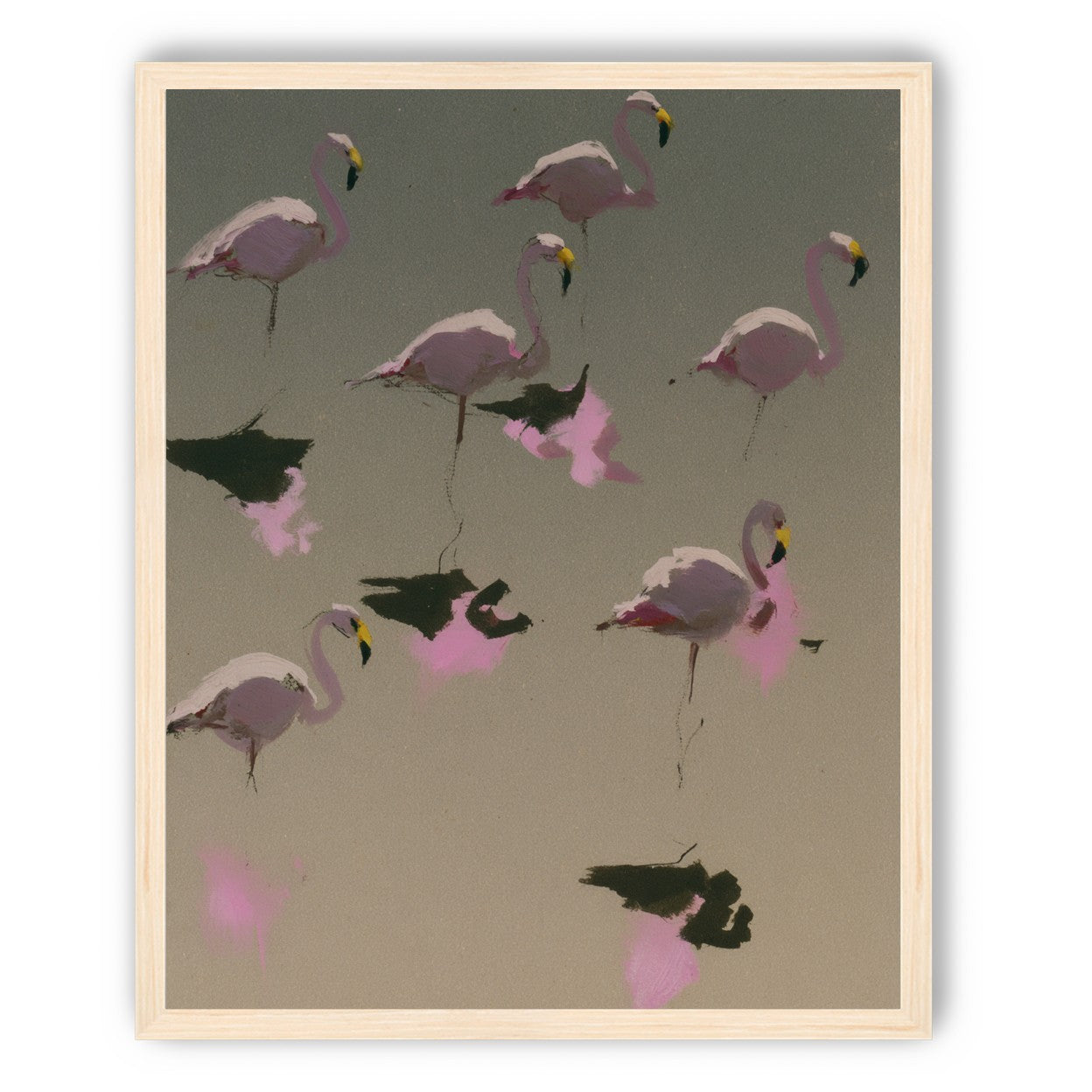 Flamingos in still water