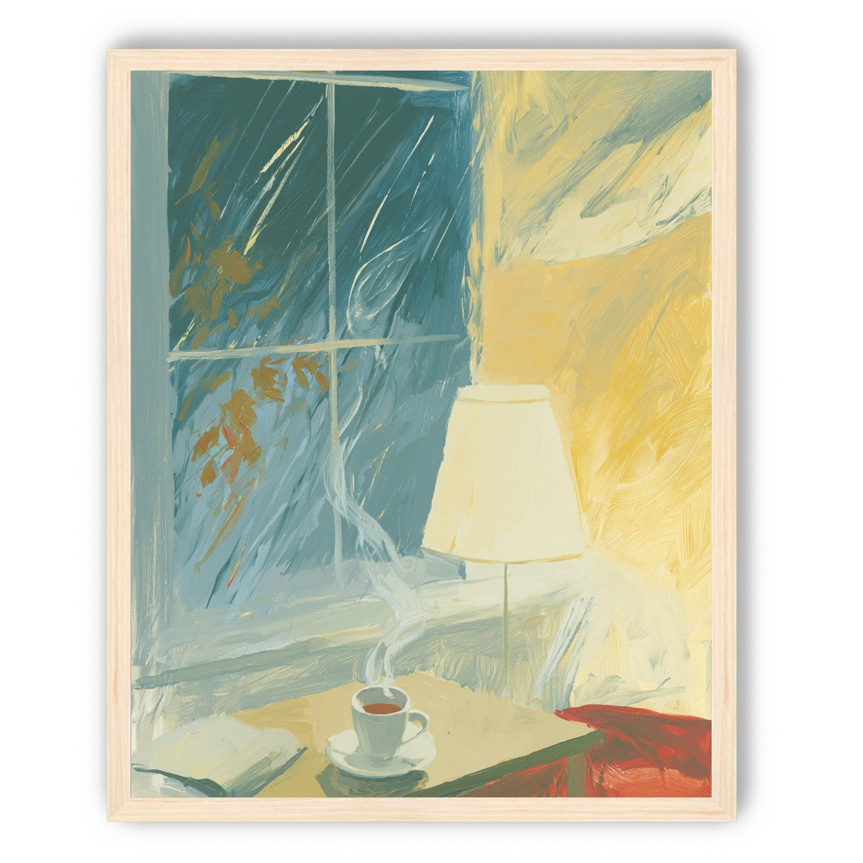 Steam against the rainy window