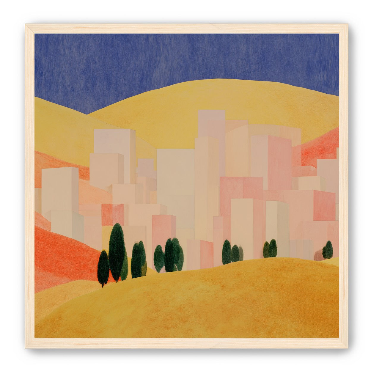 Blue sky over peach city