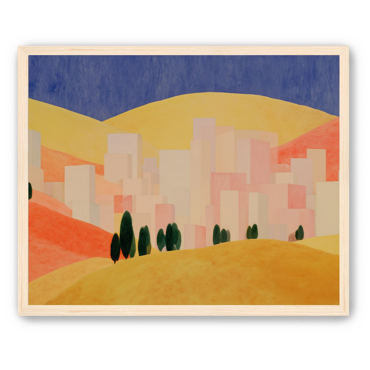 Blue sky over peach city
