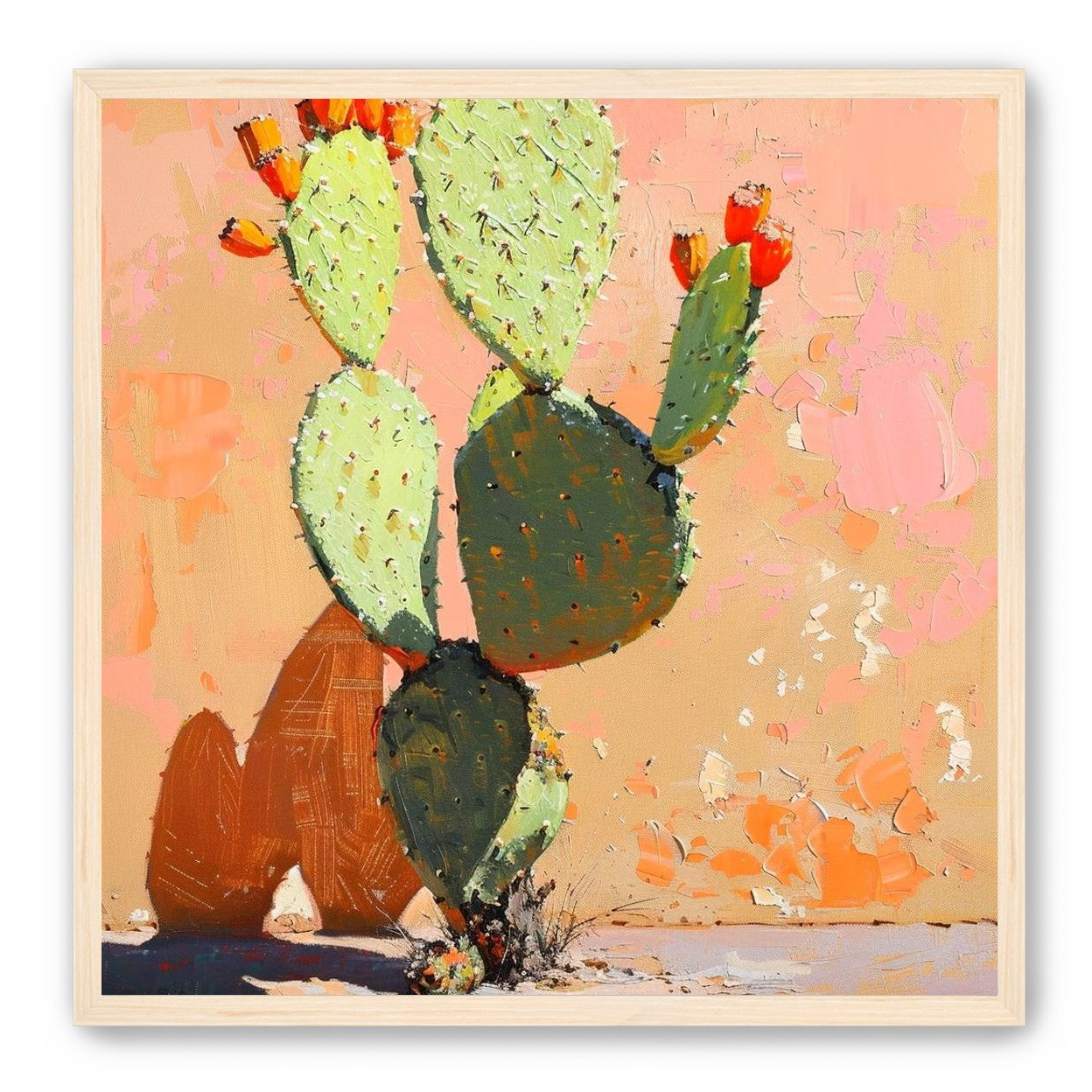 Prickly pear in sunlit plaster