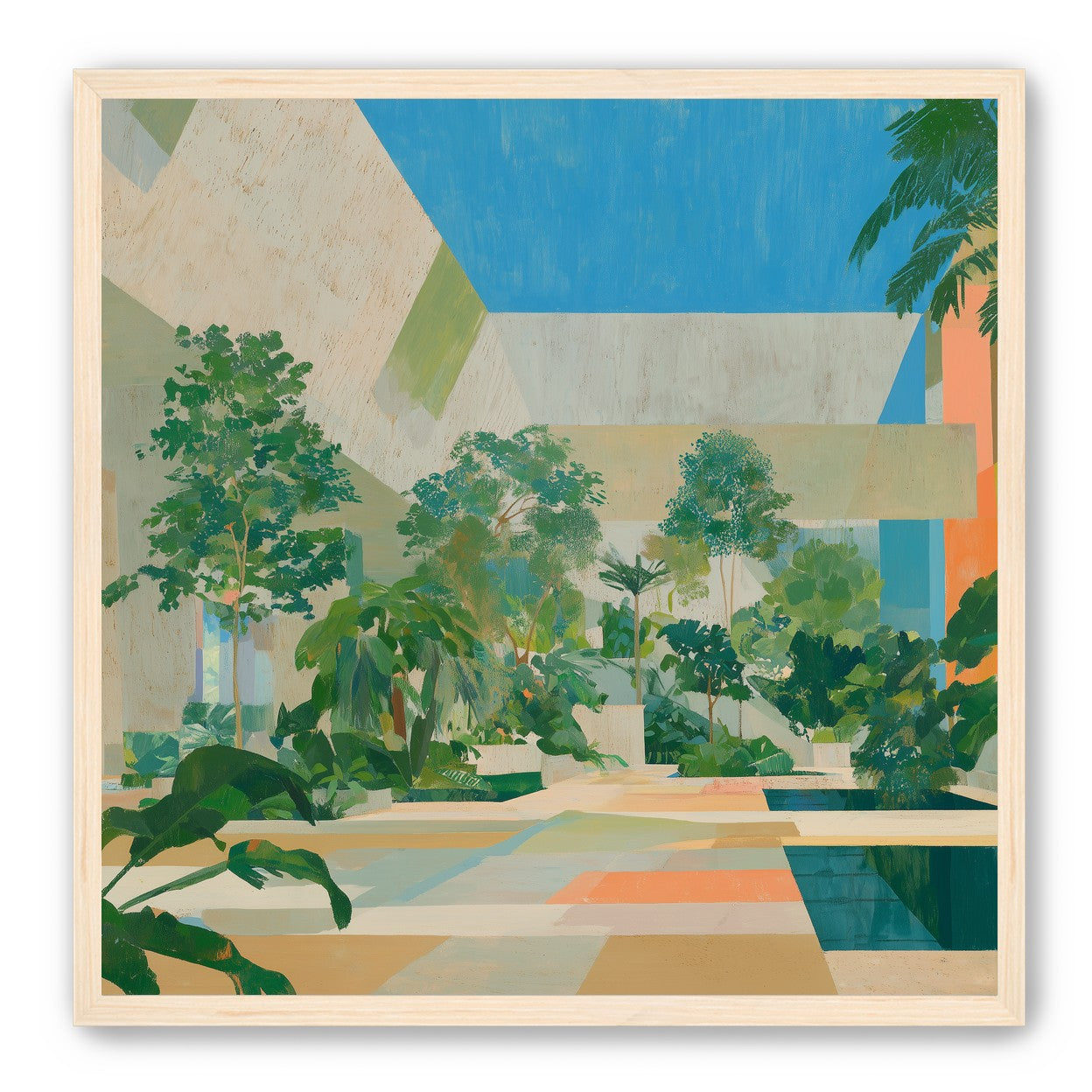 Courtyard where trees meet walls