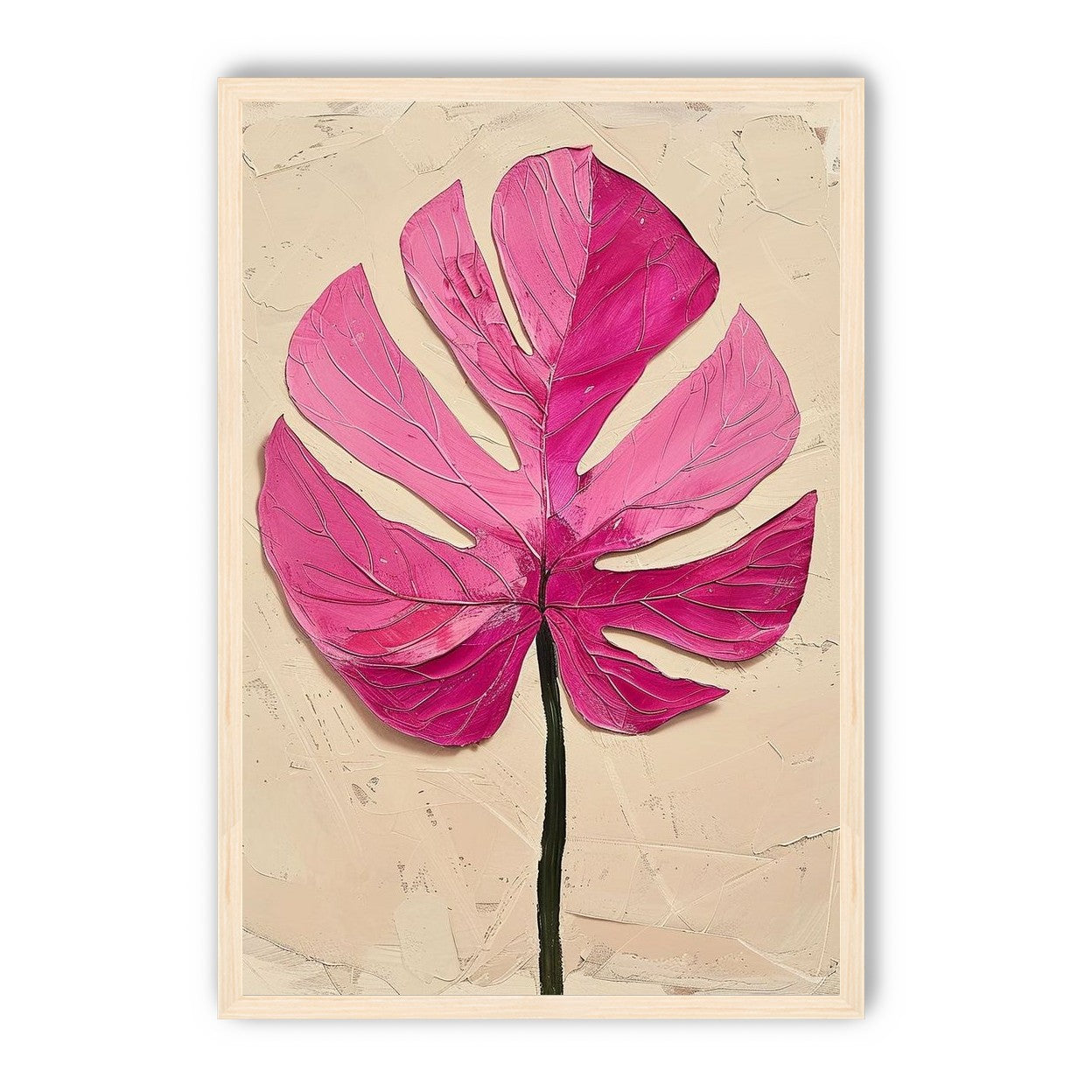 Pink leaf on plaster white