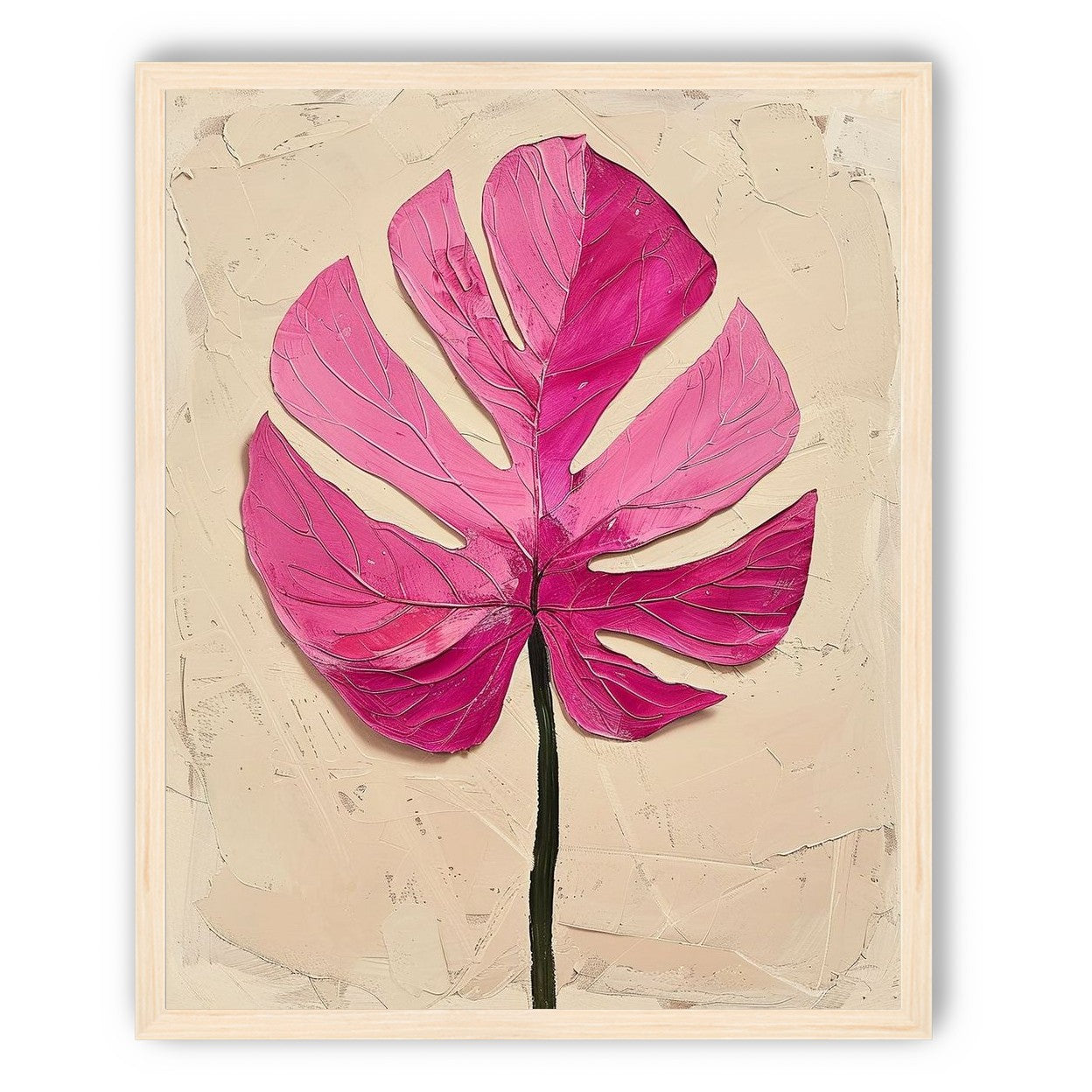 Pink leaf on plaster white