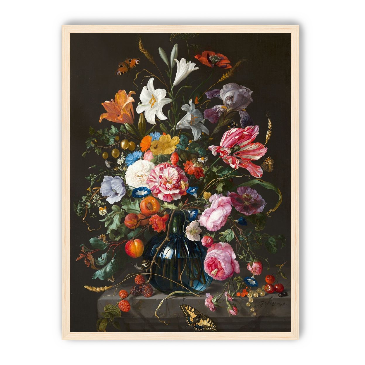Butterflies over the blue vase