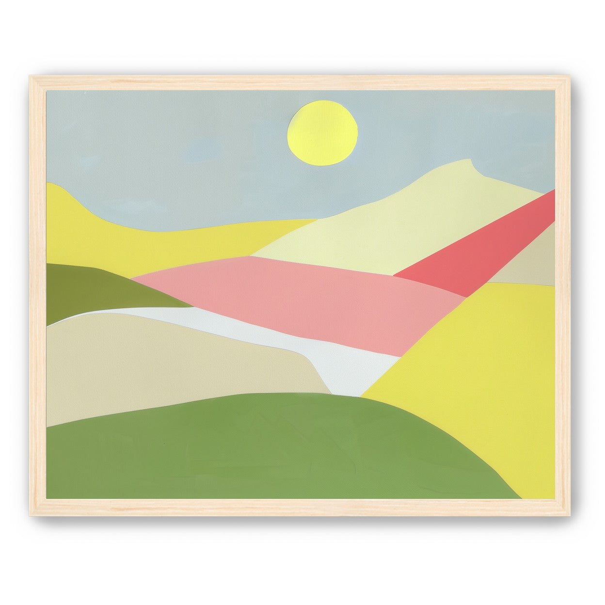 Yellow sun over red fields