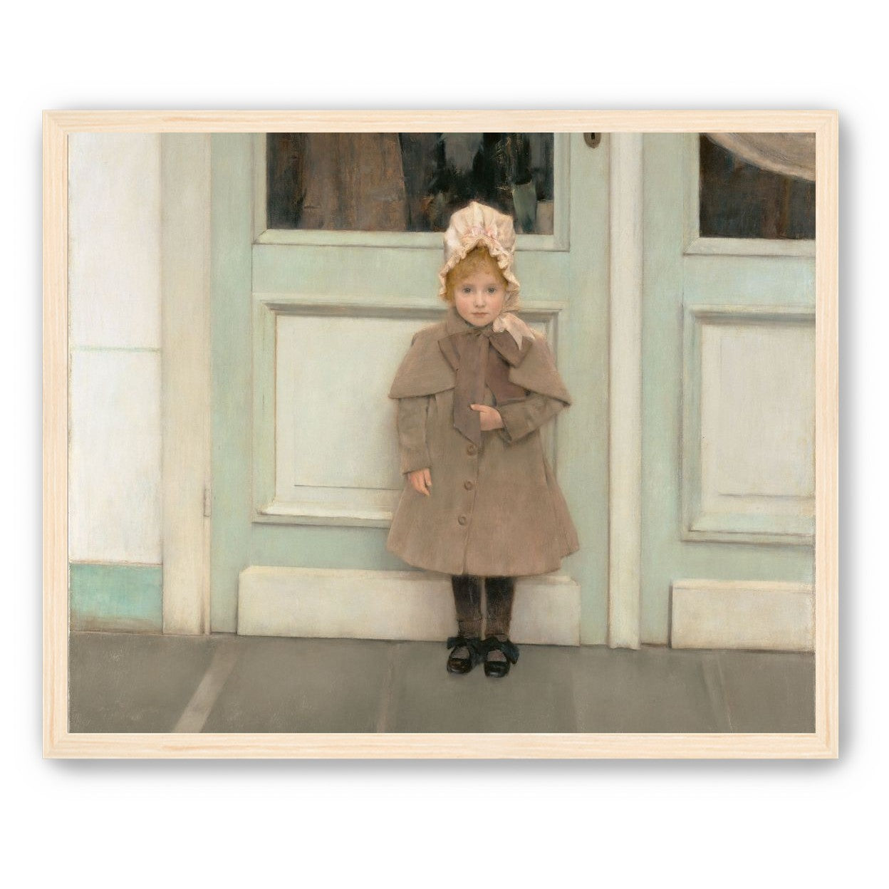 A child beneath pale doors