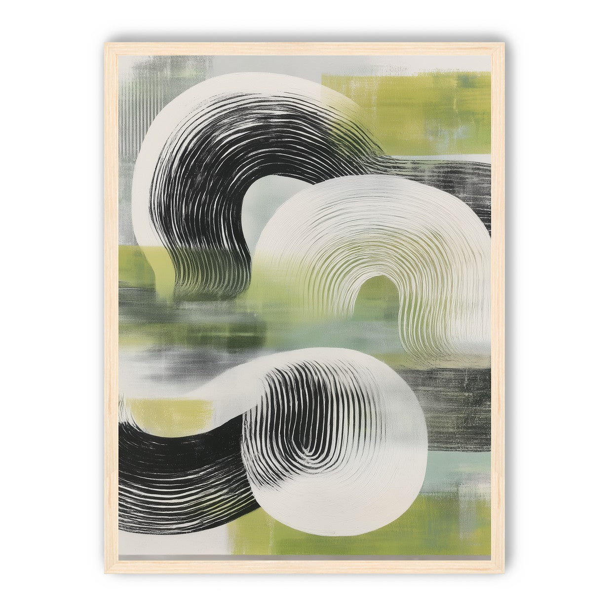 Curved bands across green fields