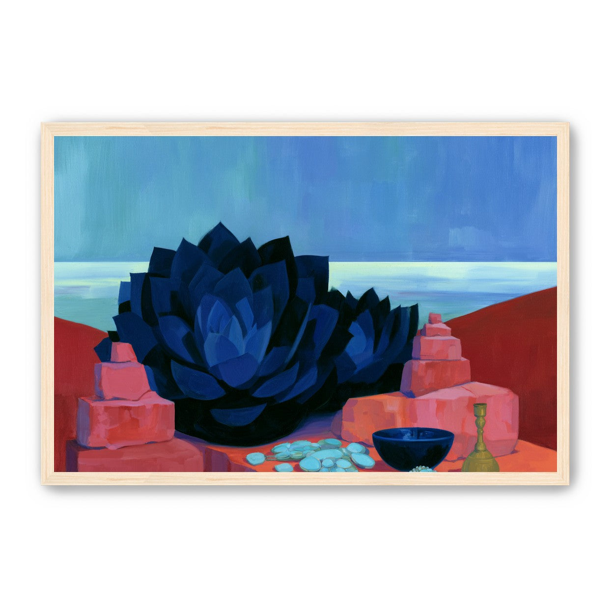 Blue flower in red light