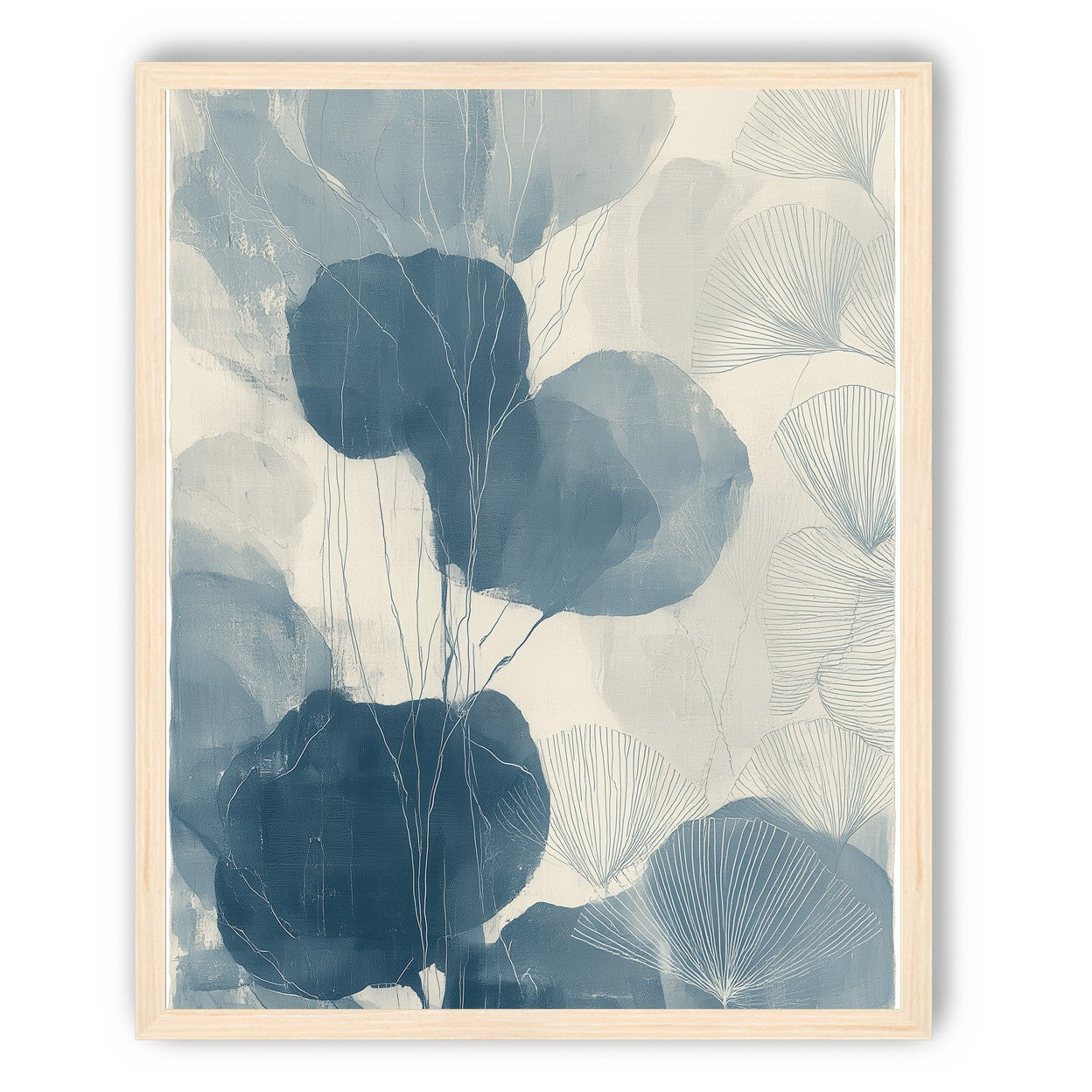 Ginkgo fans among round leaves