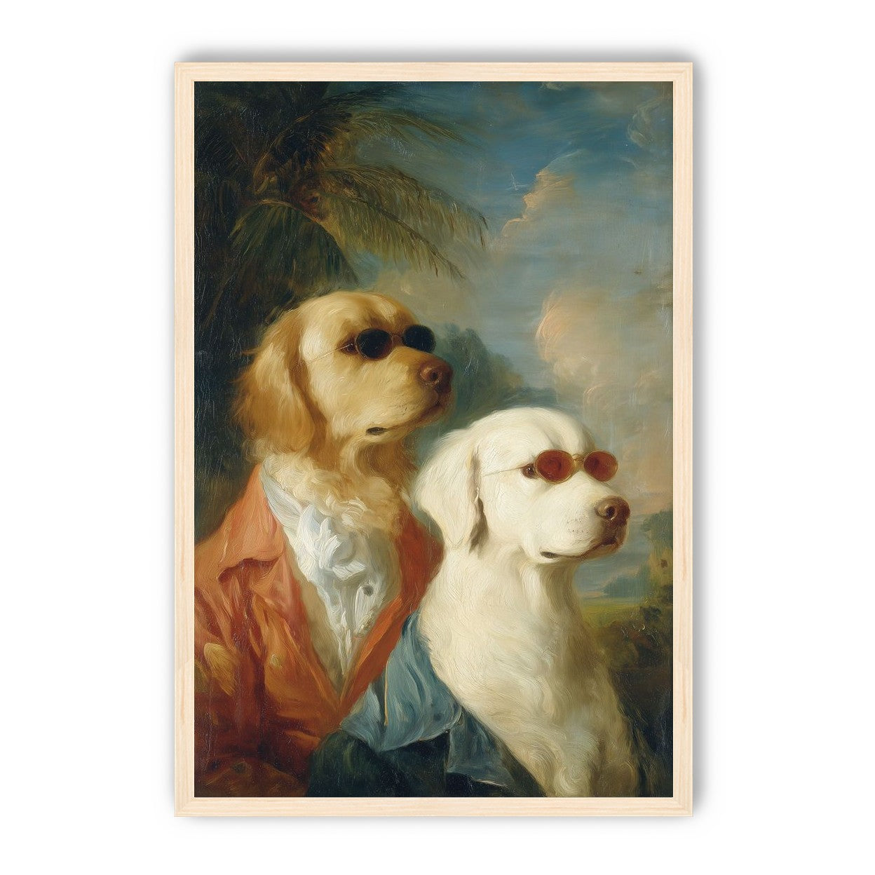 Two dogs in sunglasses