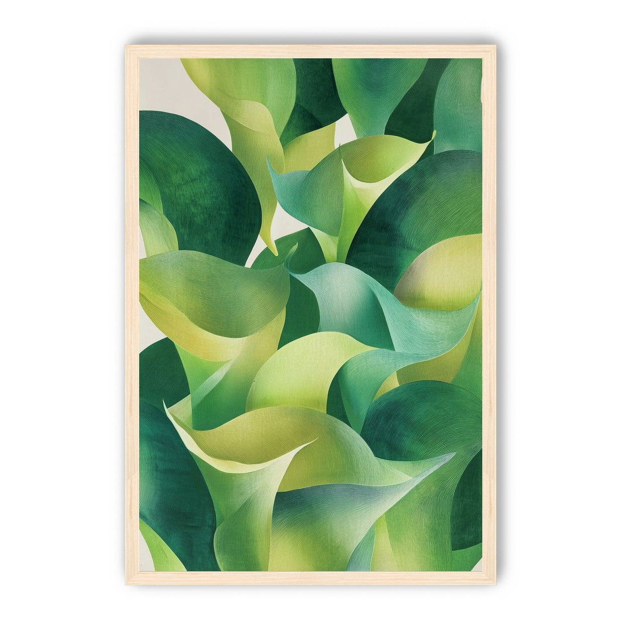 Overlapping curled green leaves