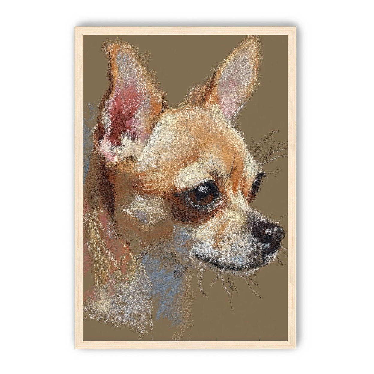 Pastel dog in profile