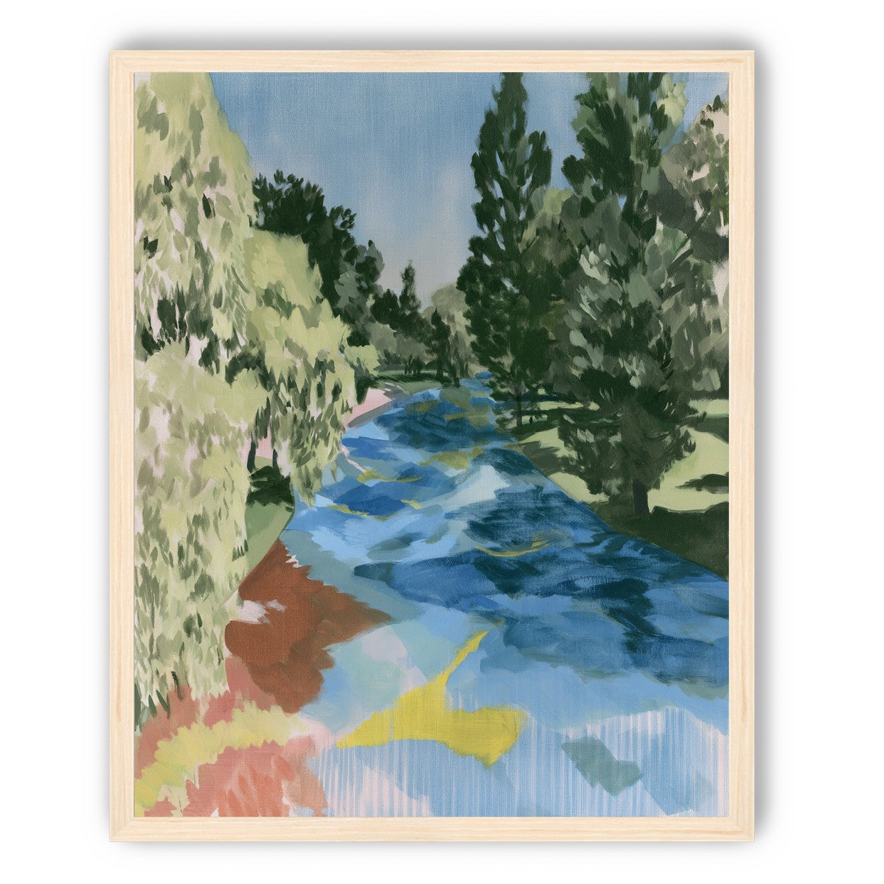 Blue bend under pines